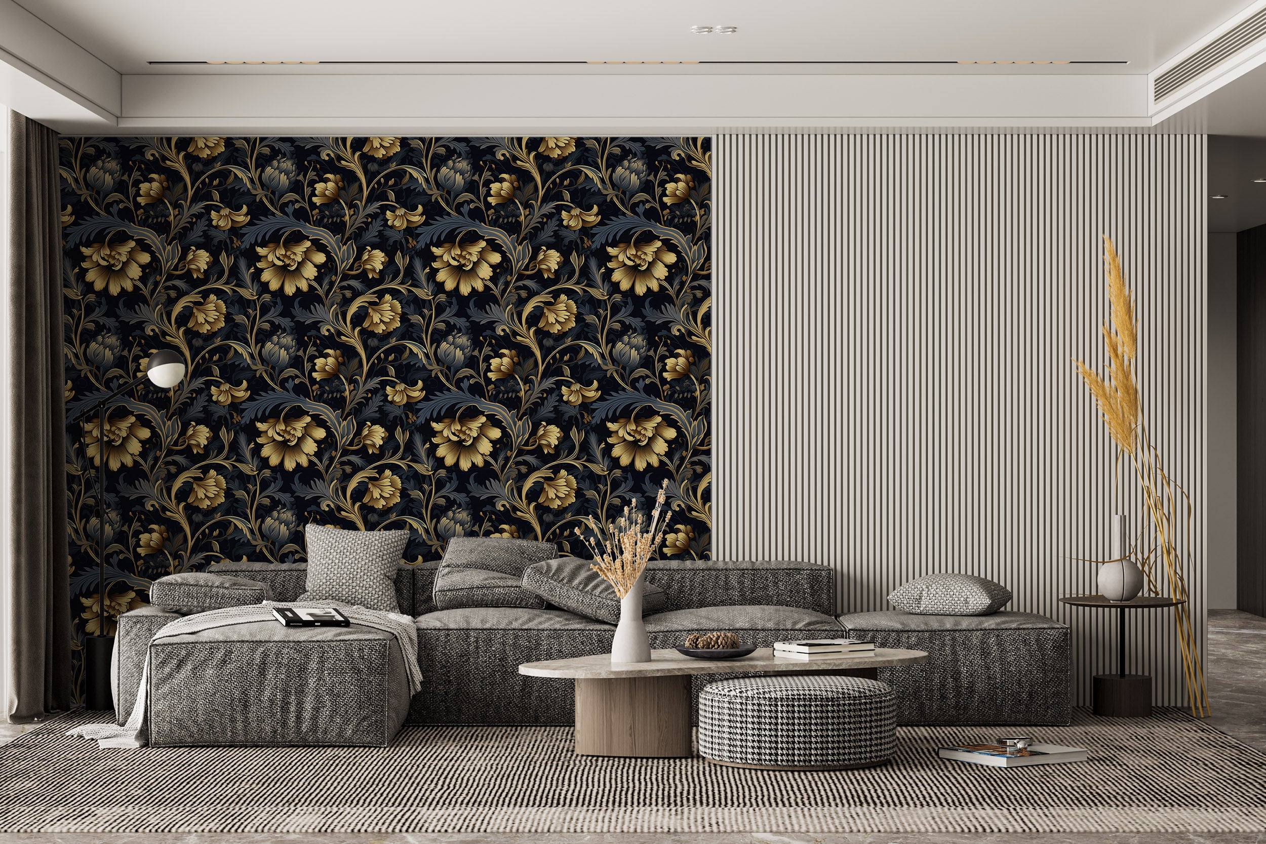 Sophisticated Black and Gold Wall Decal Detail