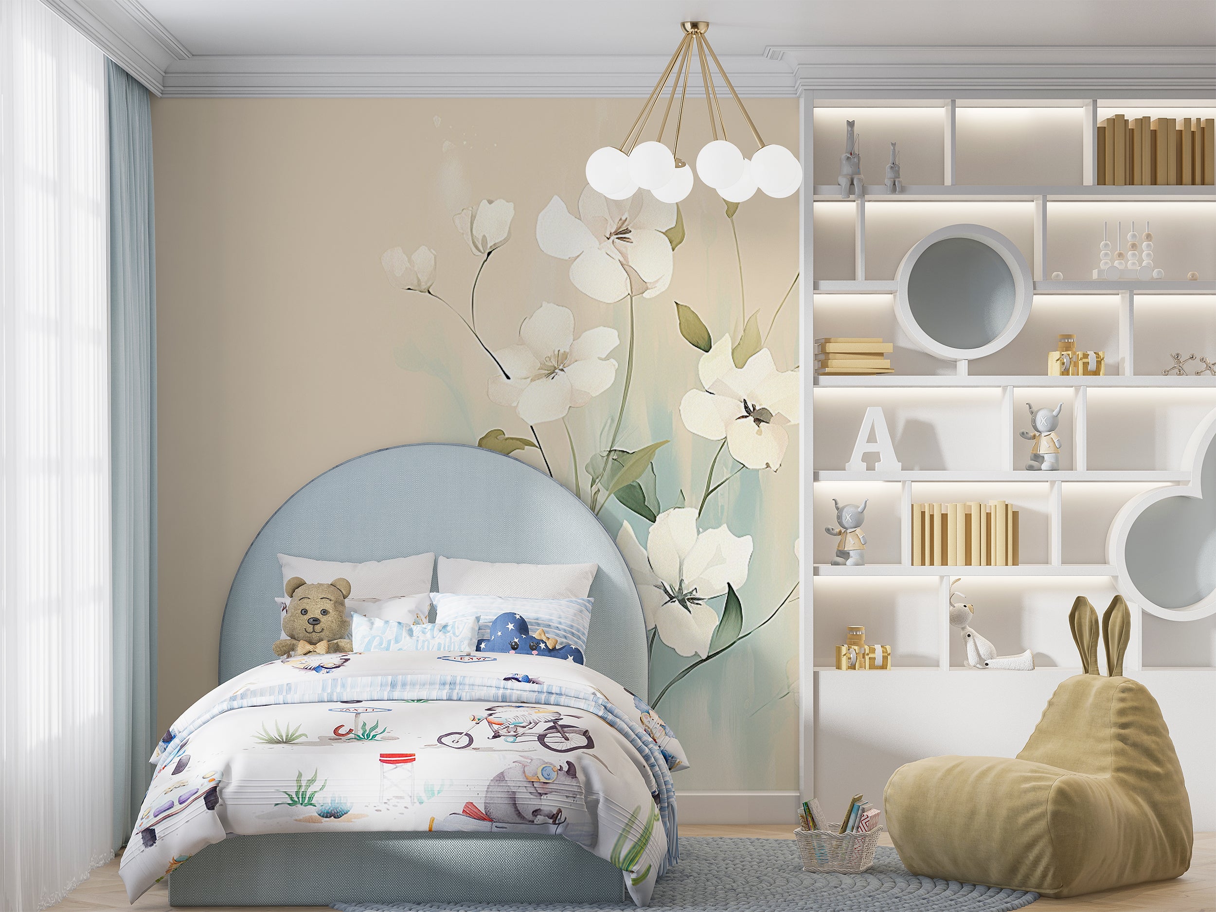 Soothing Minimalist Floral Wallpaper