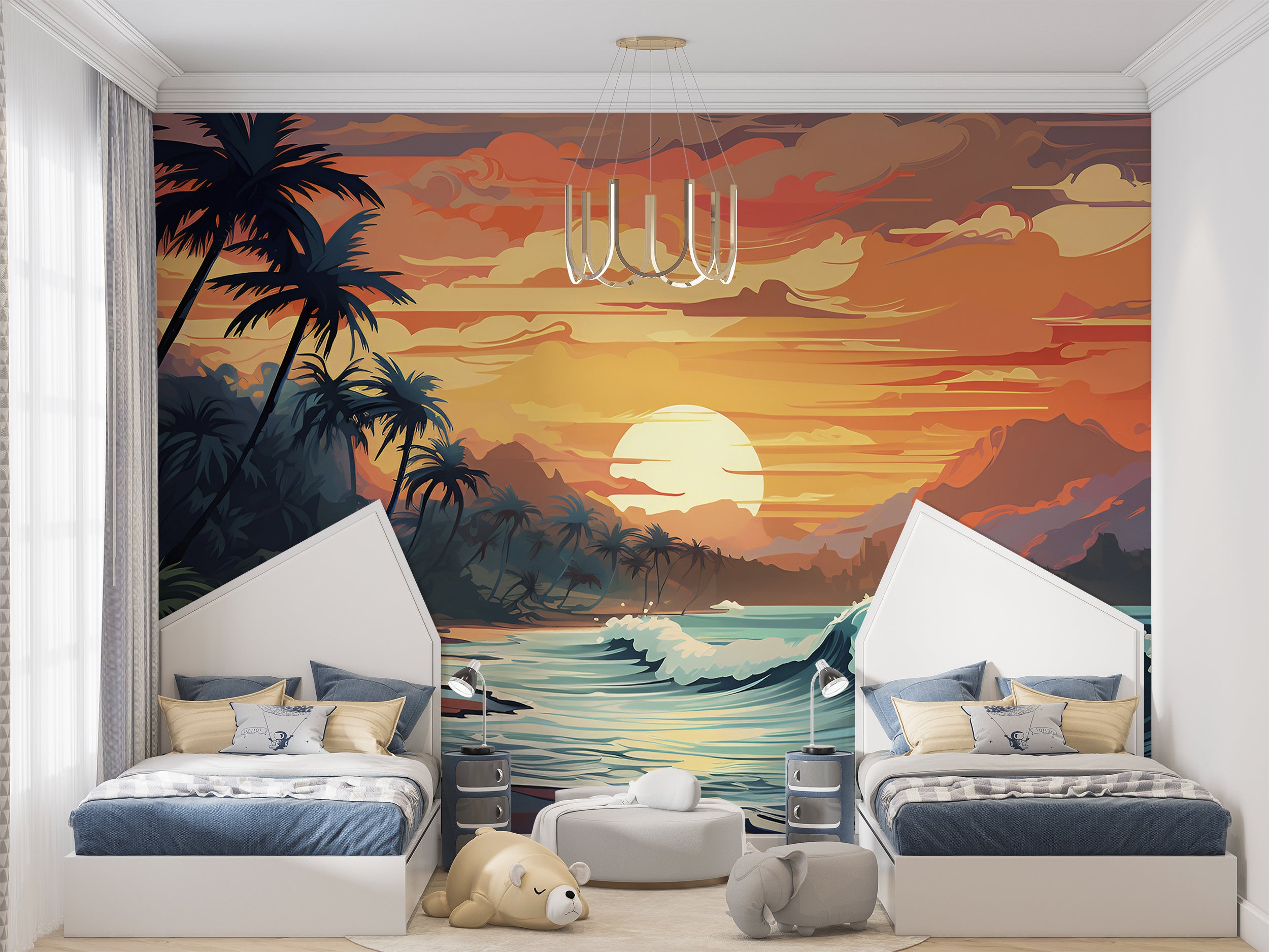 Nature-Inspired Gray Botanical Wall Covering