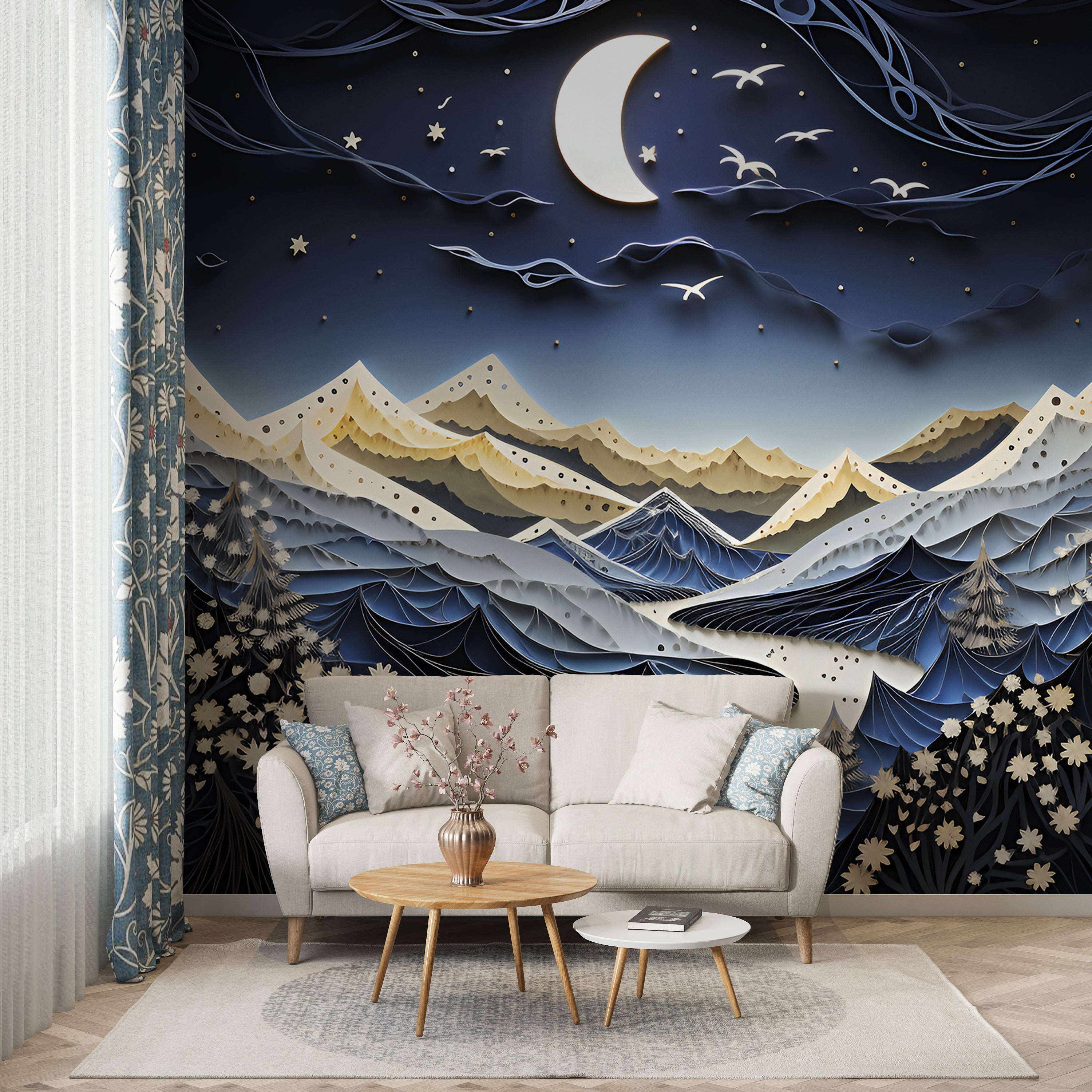 Fake Paper Effect Starry Night Wallpaper