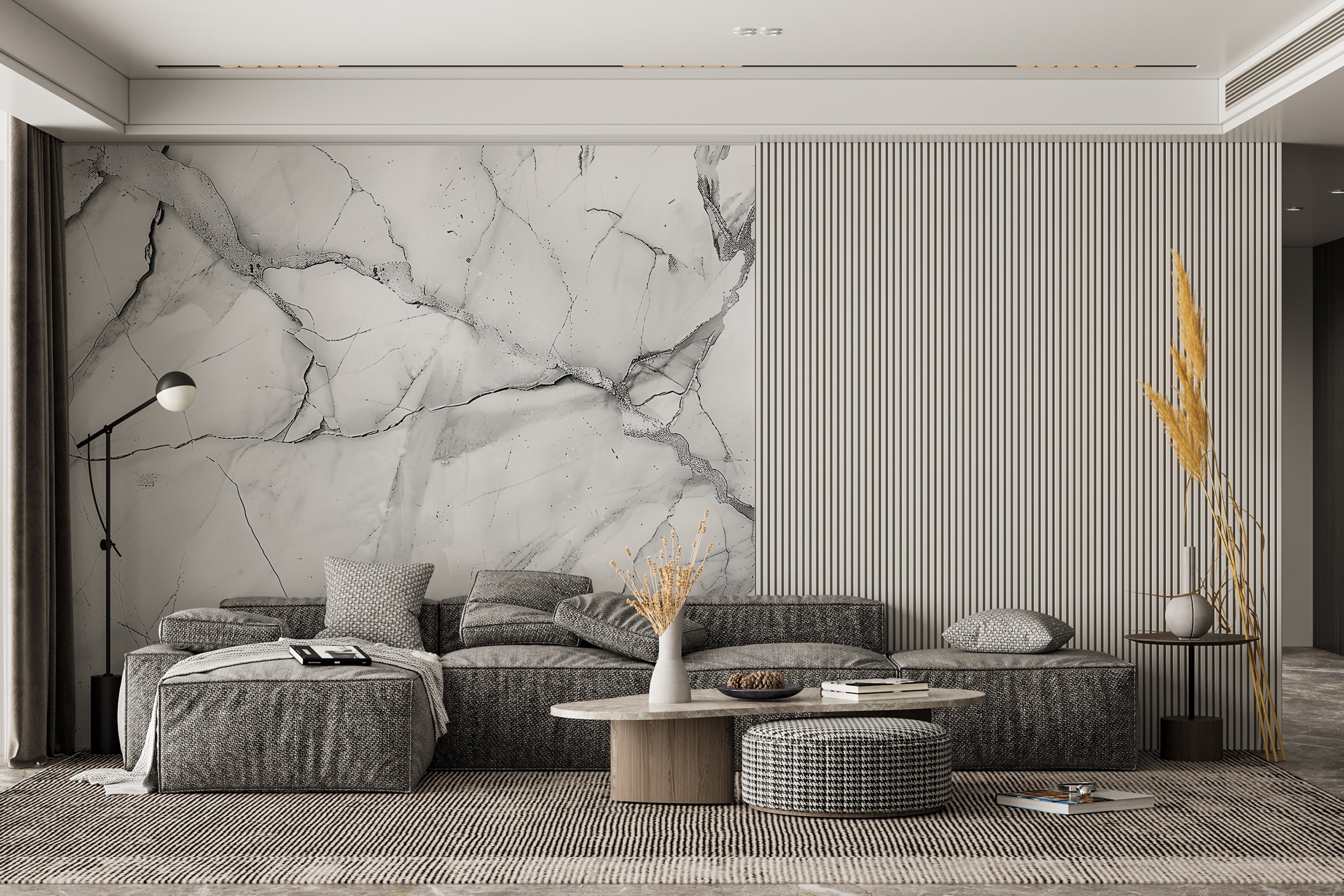 White and Grey Marble Wallpaper, Self-adhesive Natural Marble Wall Mural, Removable Modern Stone Texture Wall Decal, Luxury Decor