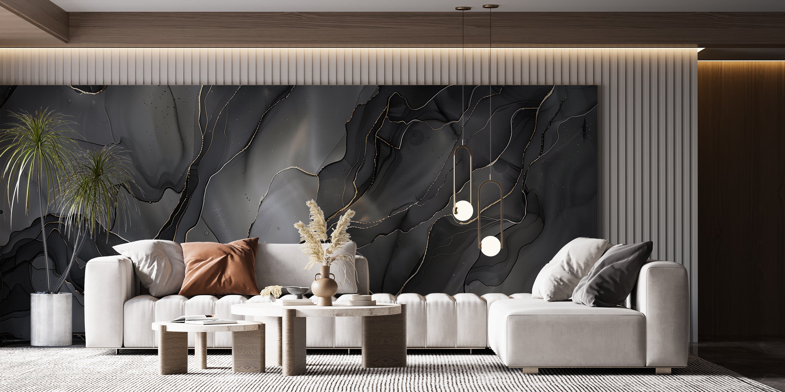 Black Alcohol Ink Wall Mural, Peel and Stick Abstract Dark Wallpaper, Removable Dark Modern Wall Art
