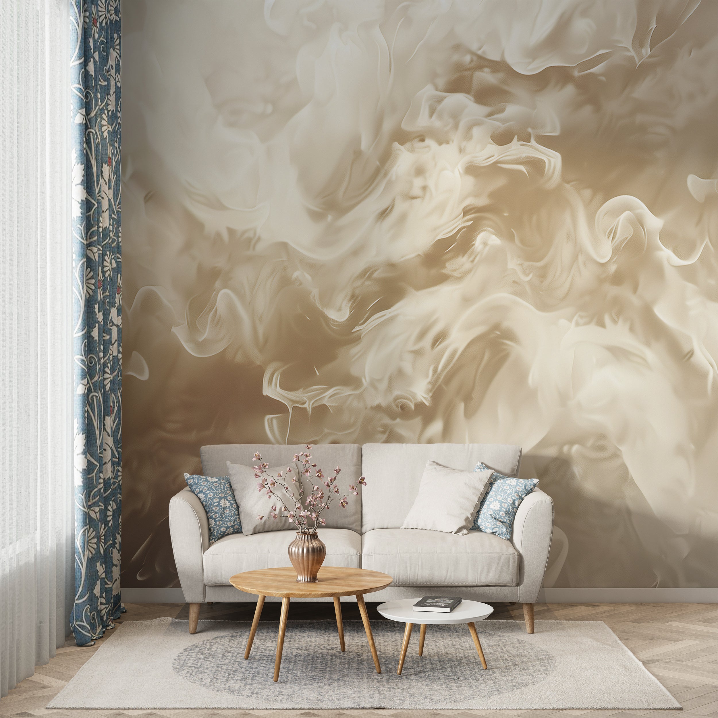 Beige Alcohol Ink Wallpaper, Abstract Accent Wall Decor, Peel and Stick Liquid Mural, Light Beige Marble Mural, Removable Watercolor Art