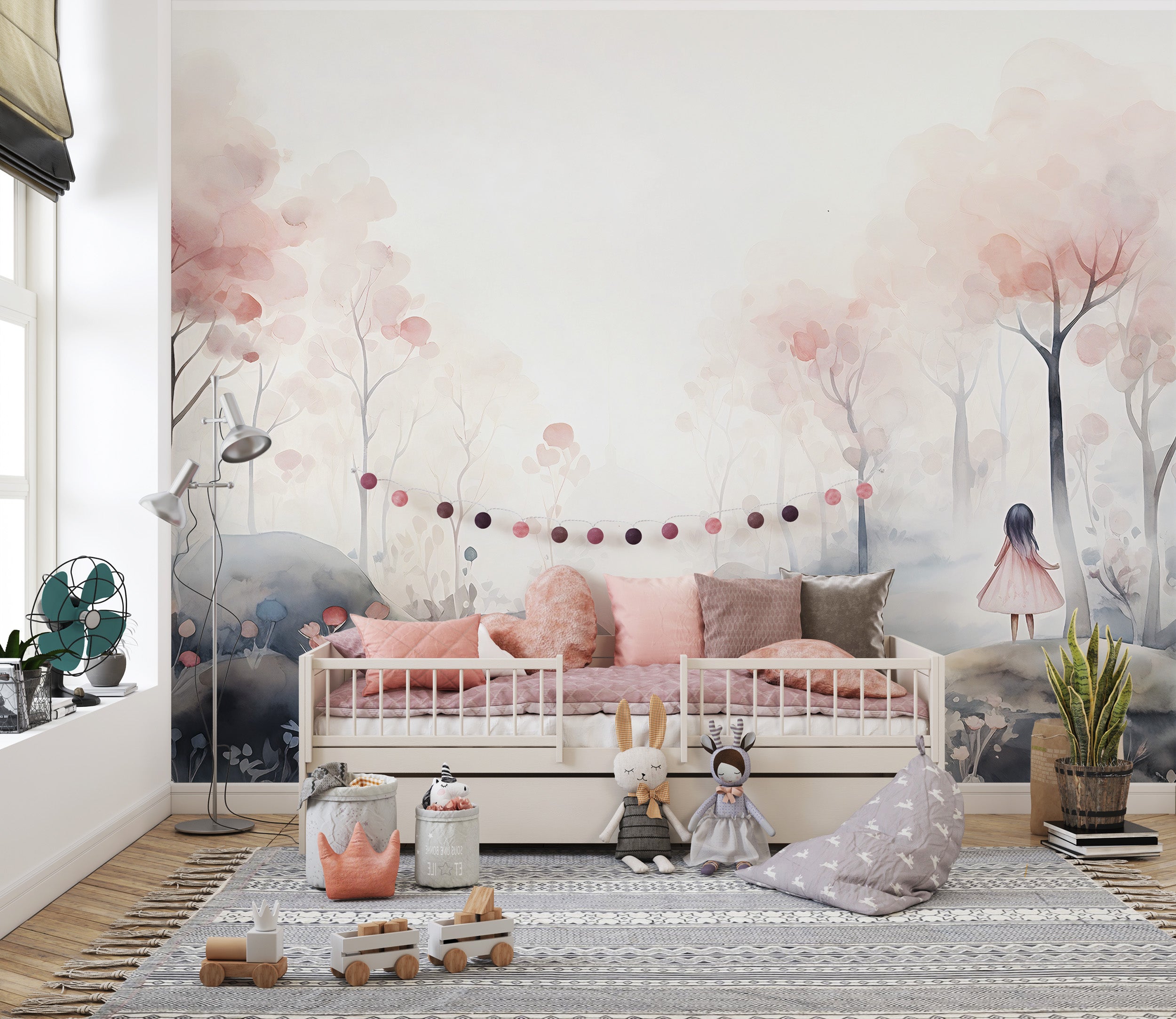 Peel and Stick Pink Trees Wallpaper Aesthetics
