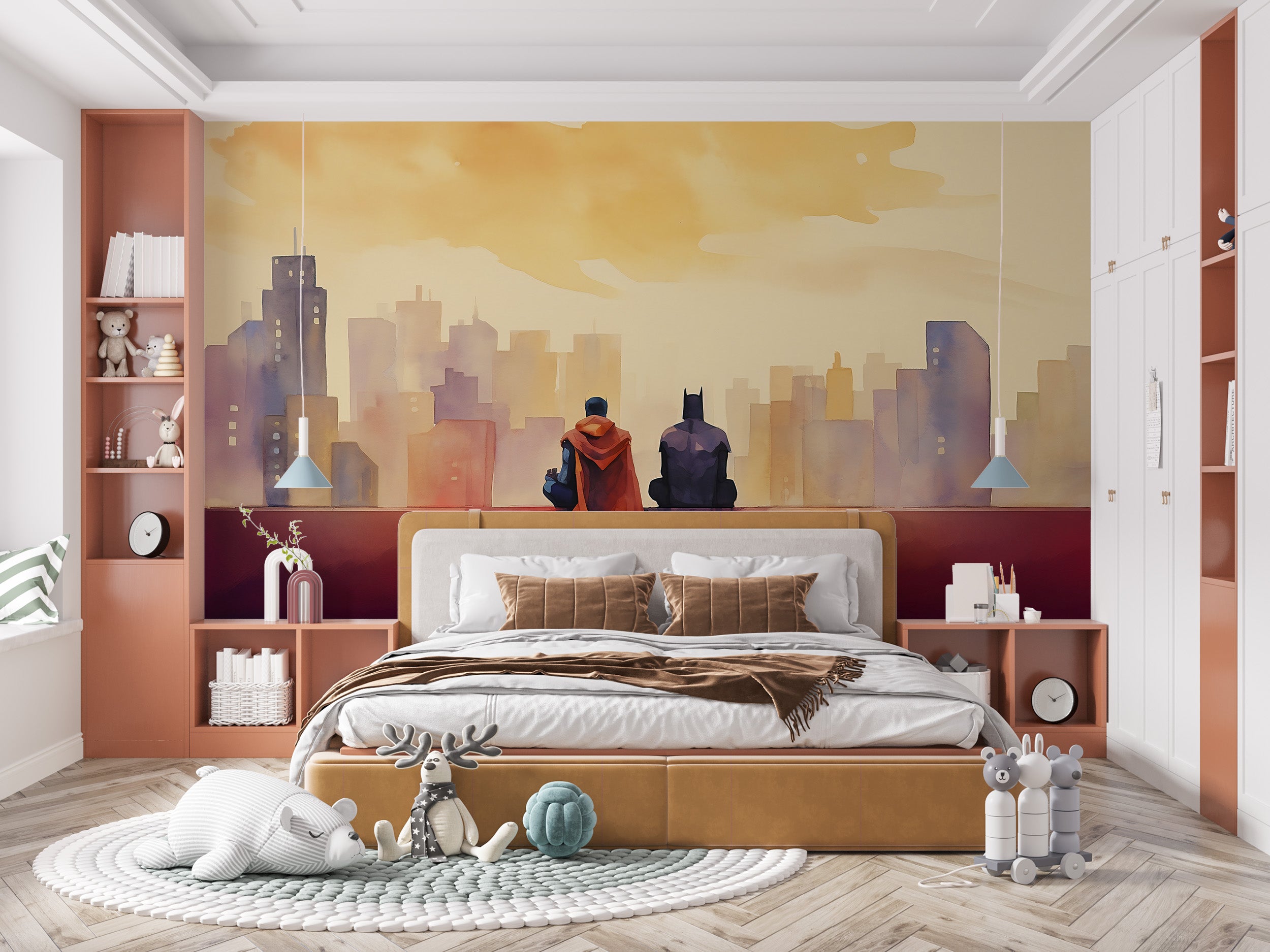 Batman and Superman Mural for Walls