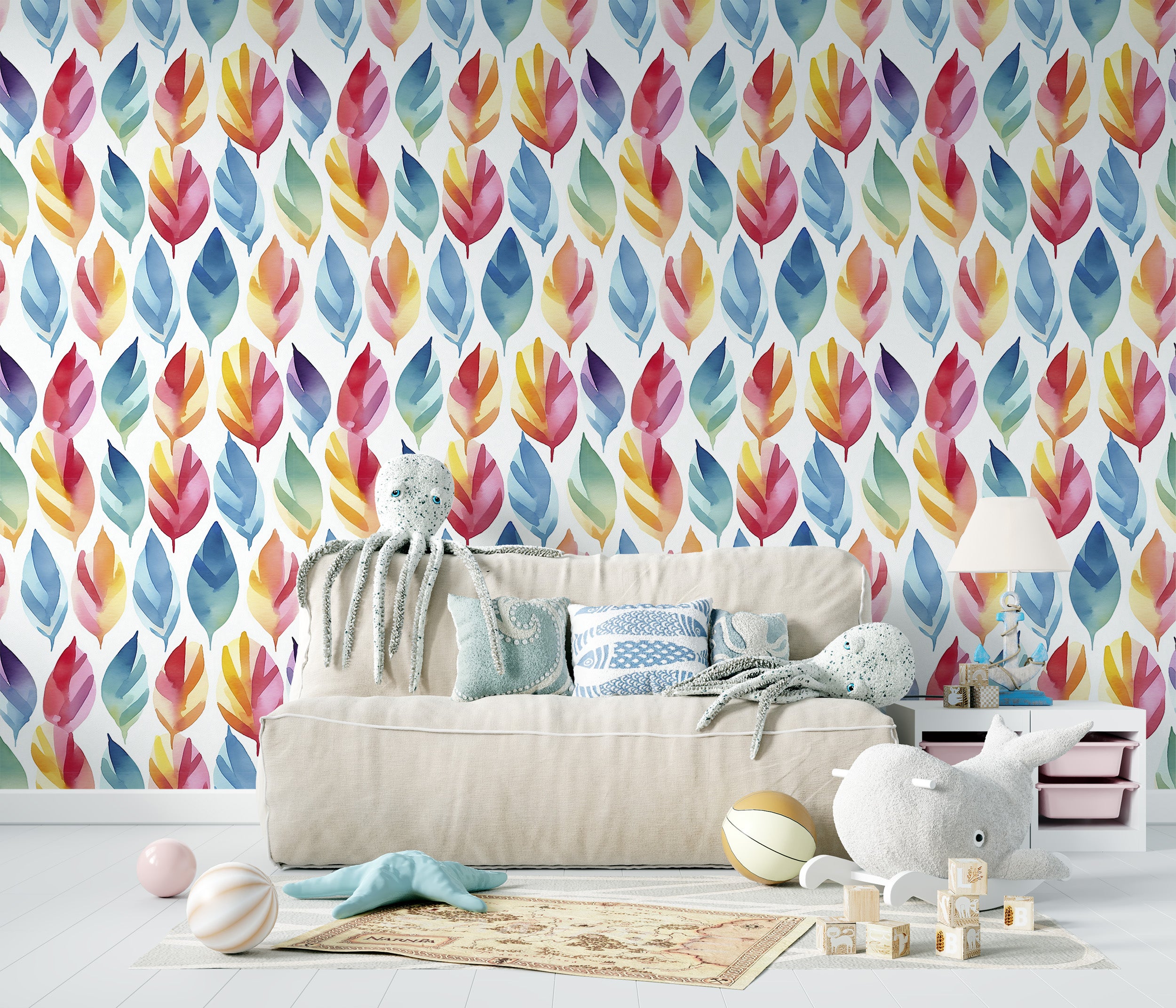 Nursery Leaf Wall Decal Adding Vibrant Charm