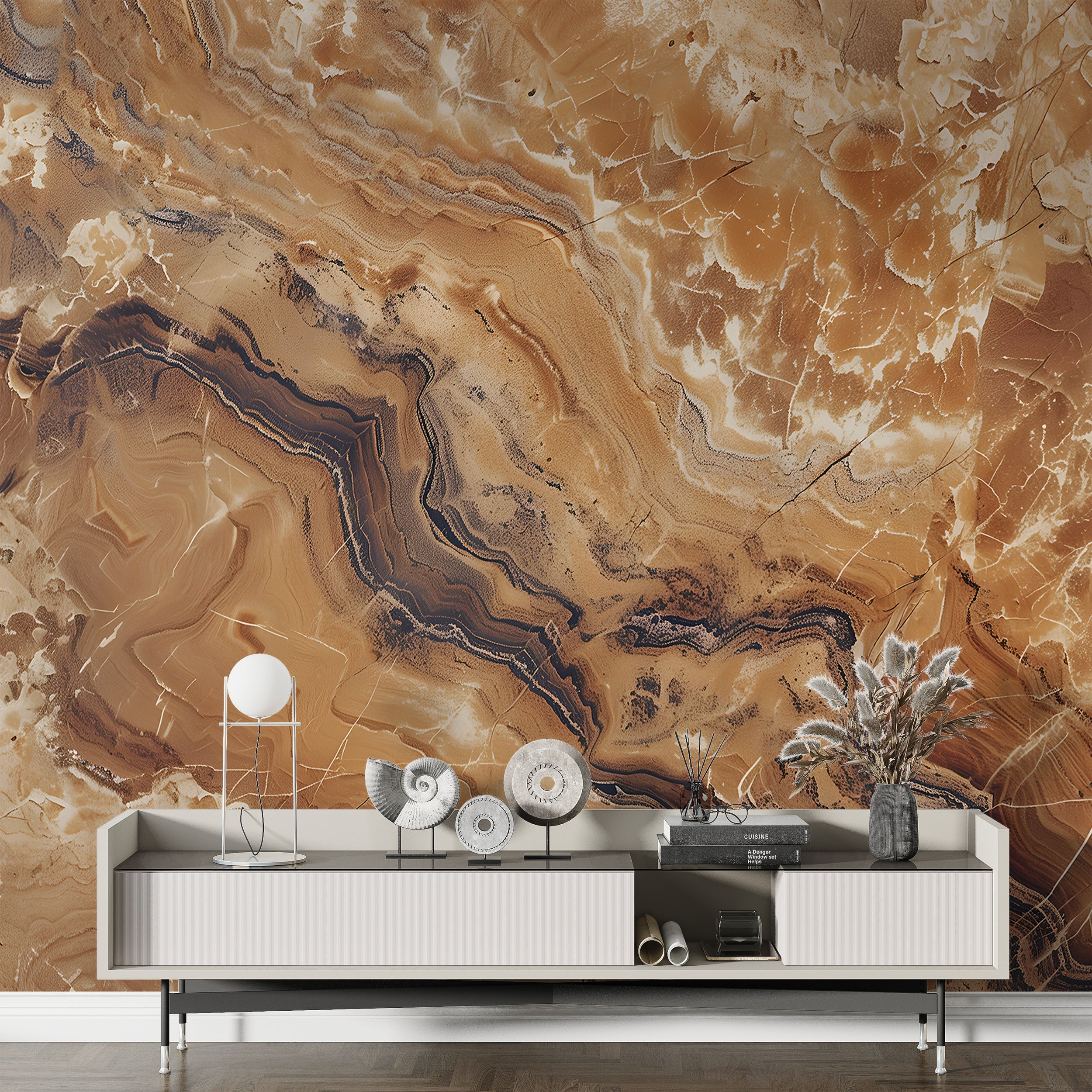 Brown Marble Texture Wall Mural, Peel and Stick Marble Wallpaper, Removable Brown Stone Mural, Unique Modern Art Wallpaper, Abstract Decor
