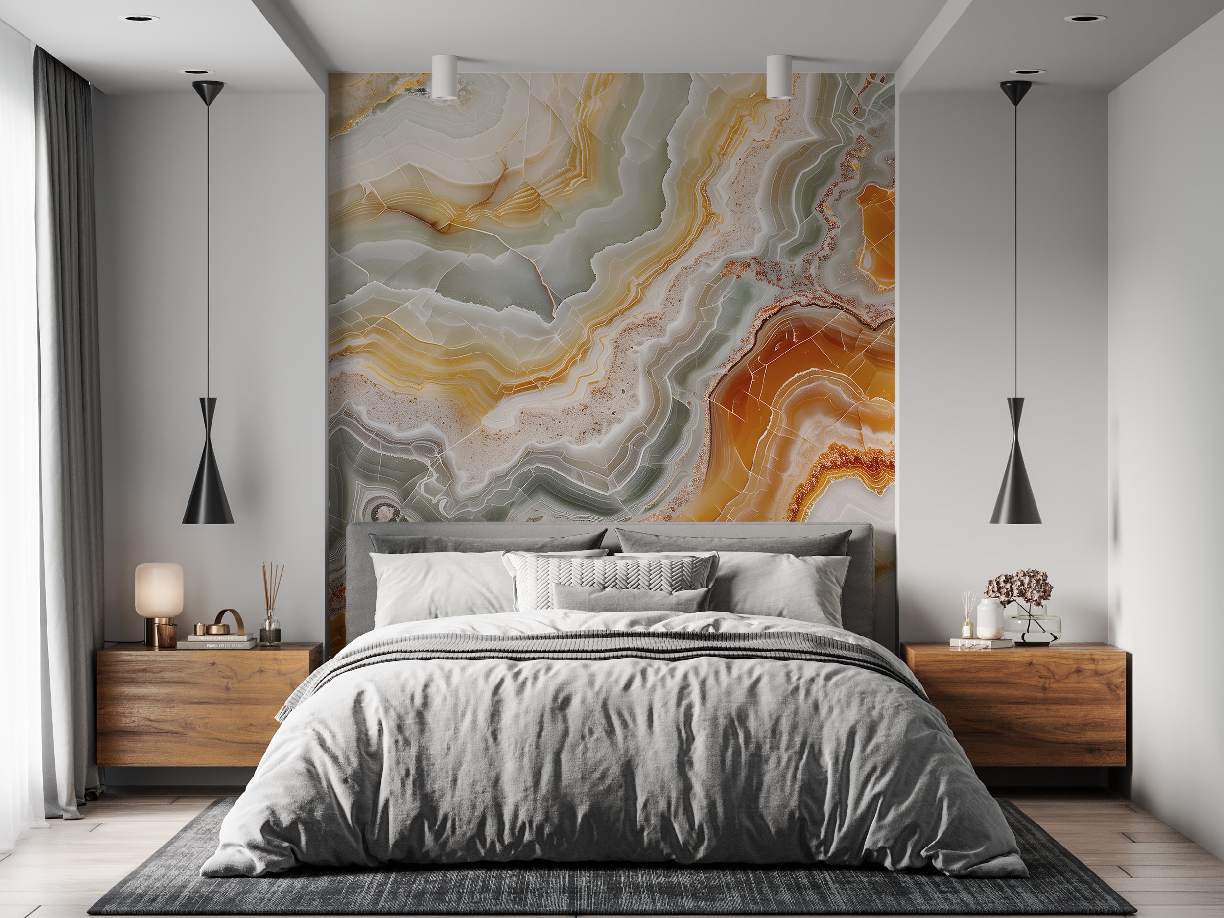Beige and Orange Marble Mural, Peel and Stick Accent Wall Mural, Removable Marble, Abstract Modern Wallpaper, Stone Texture Art