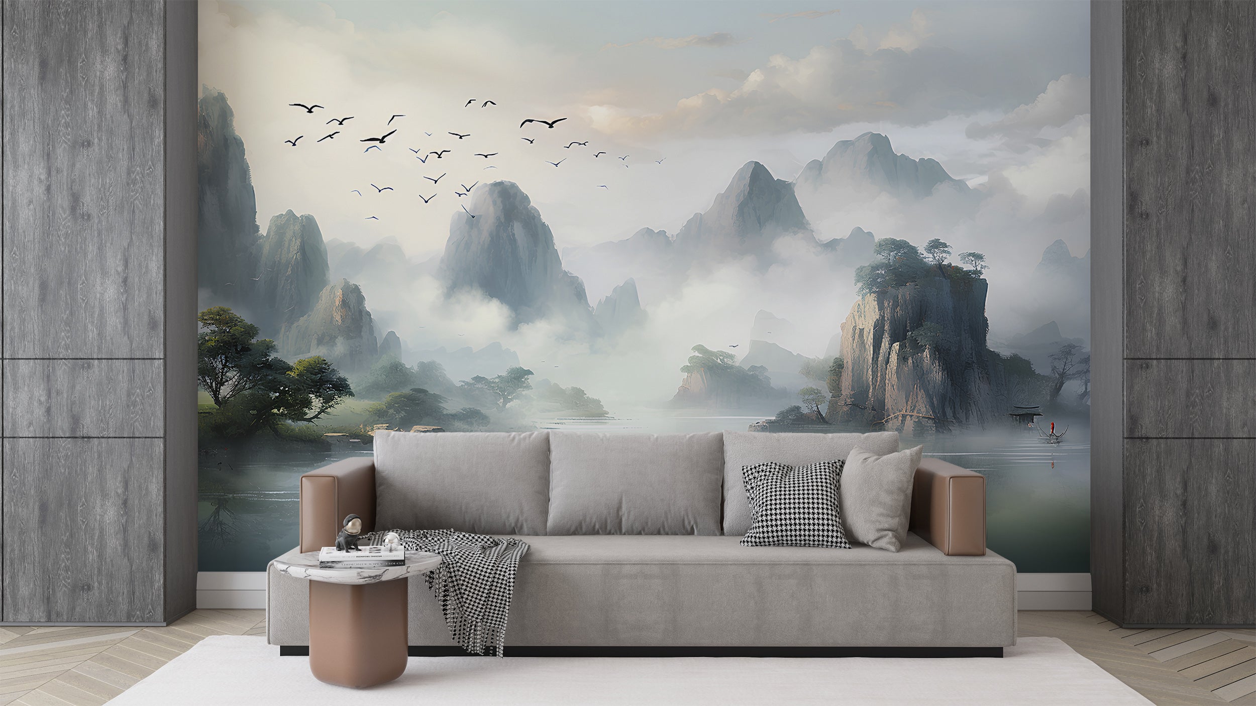 Watercolor Asian Landscape Wall Mural