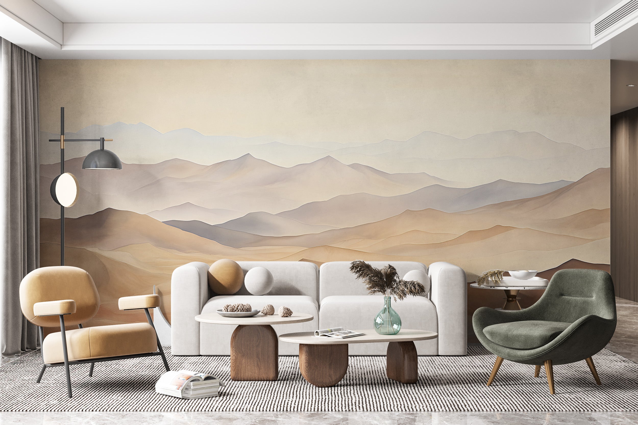 Effortless Application of Beige Desert Wall Covering