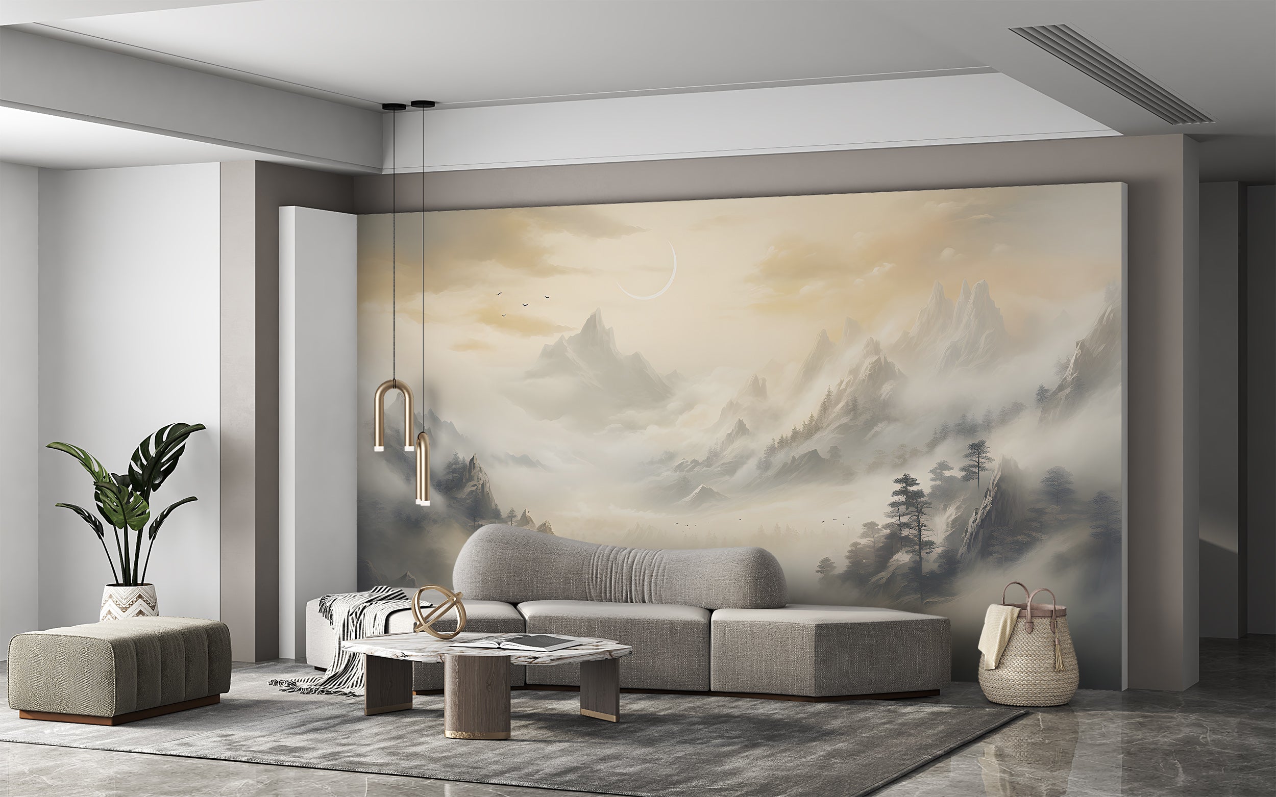 Relaxing Mountain River Mural