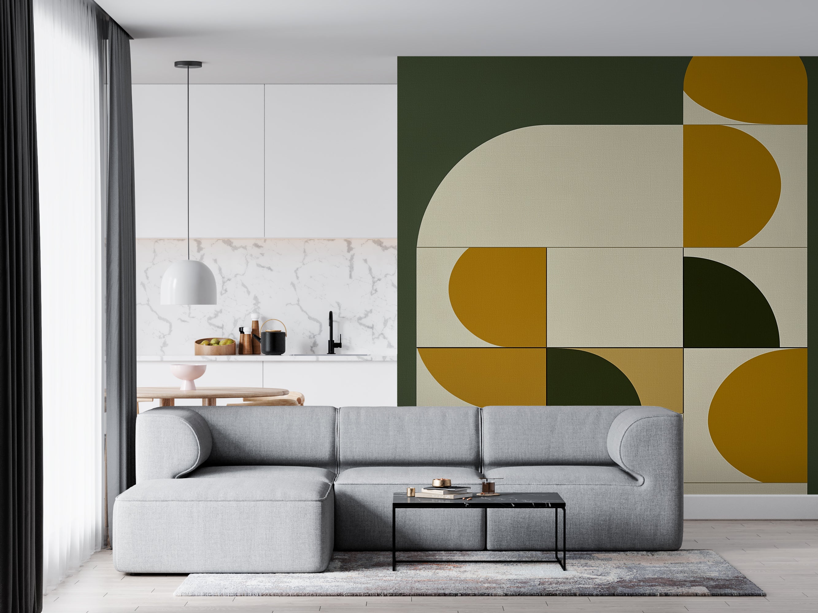 Modern Geometric Mid-Century Wallpaper for Trendy Home Decor