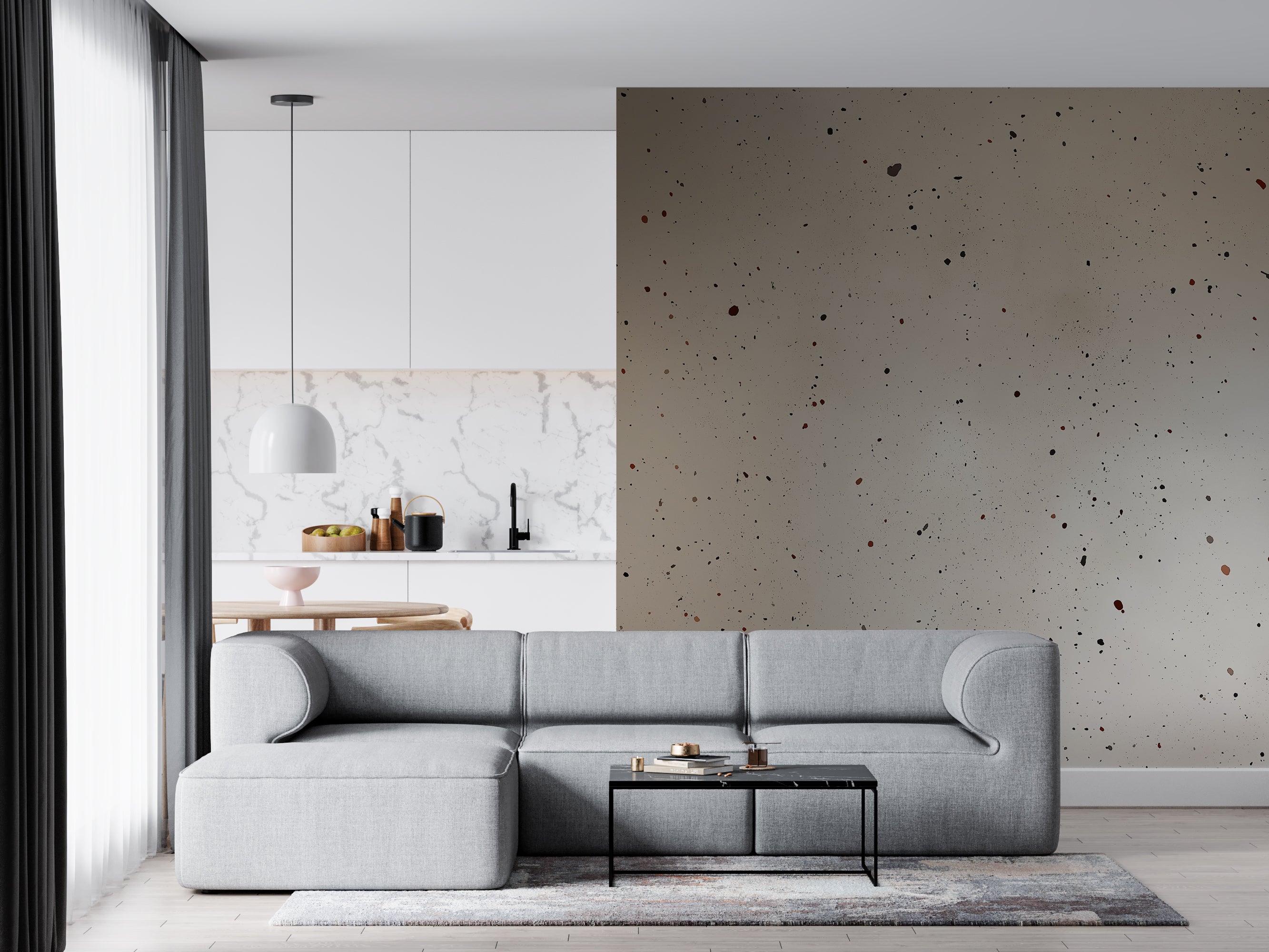 Elegant speckled wallpaper for minimalist interiors