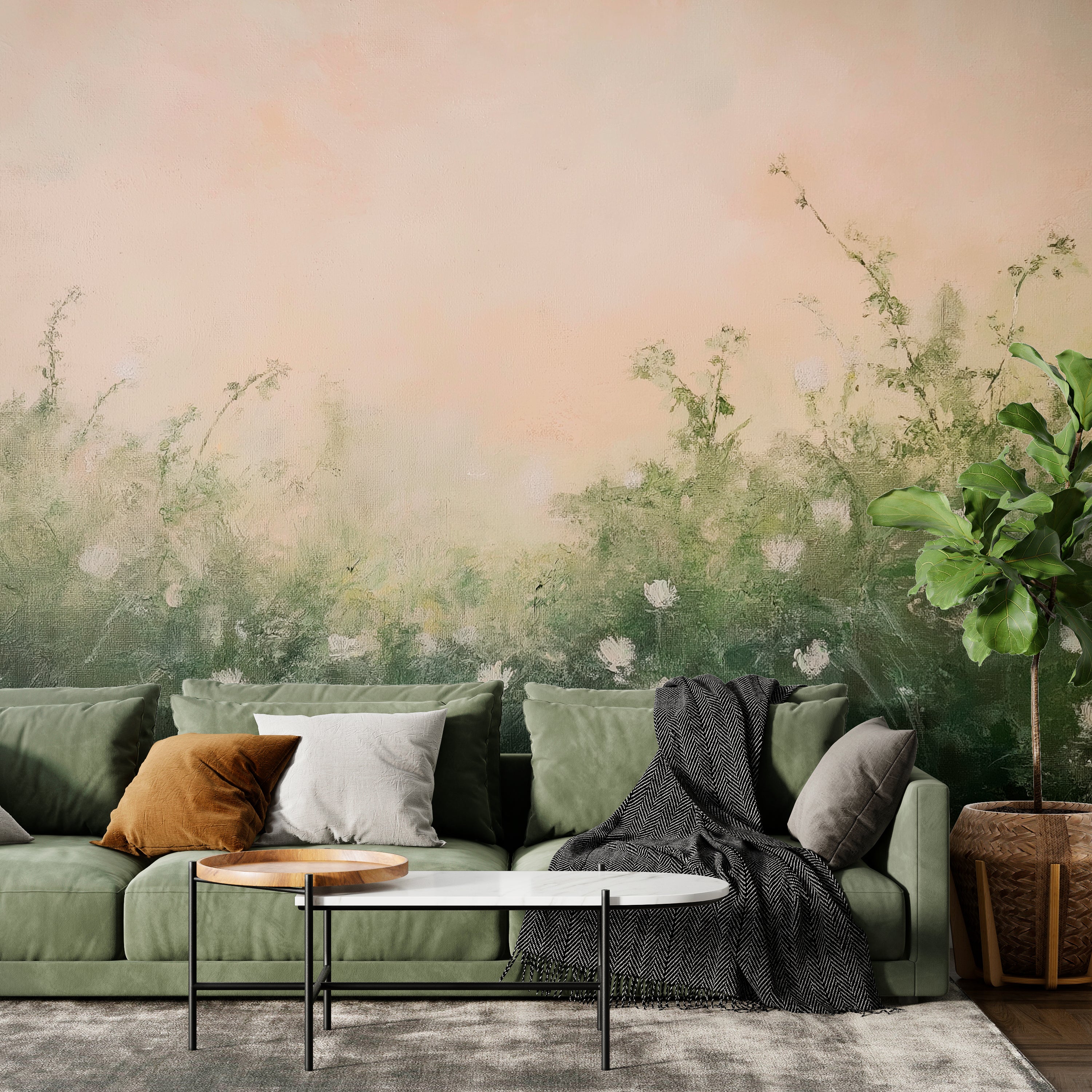 Garden Serenity Wallpaper - Floral Nature Artwork for Home Decoration
