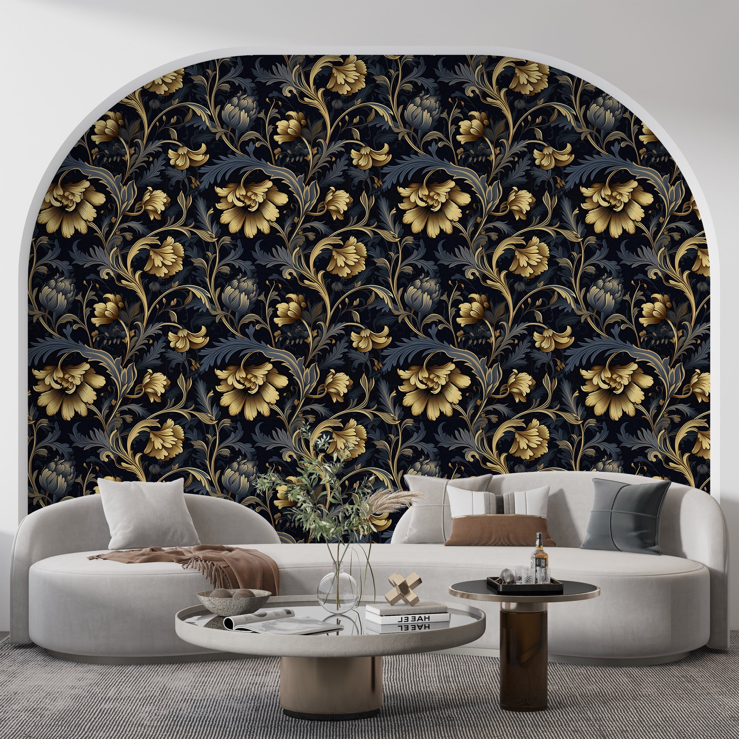 Luxurious Golden Wall Decal Enhancing Aesthetics