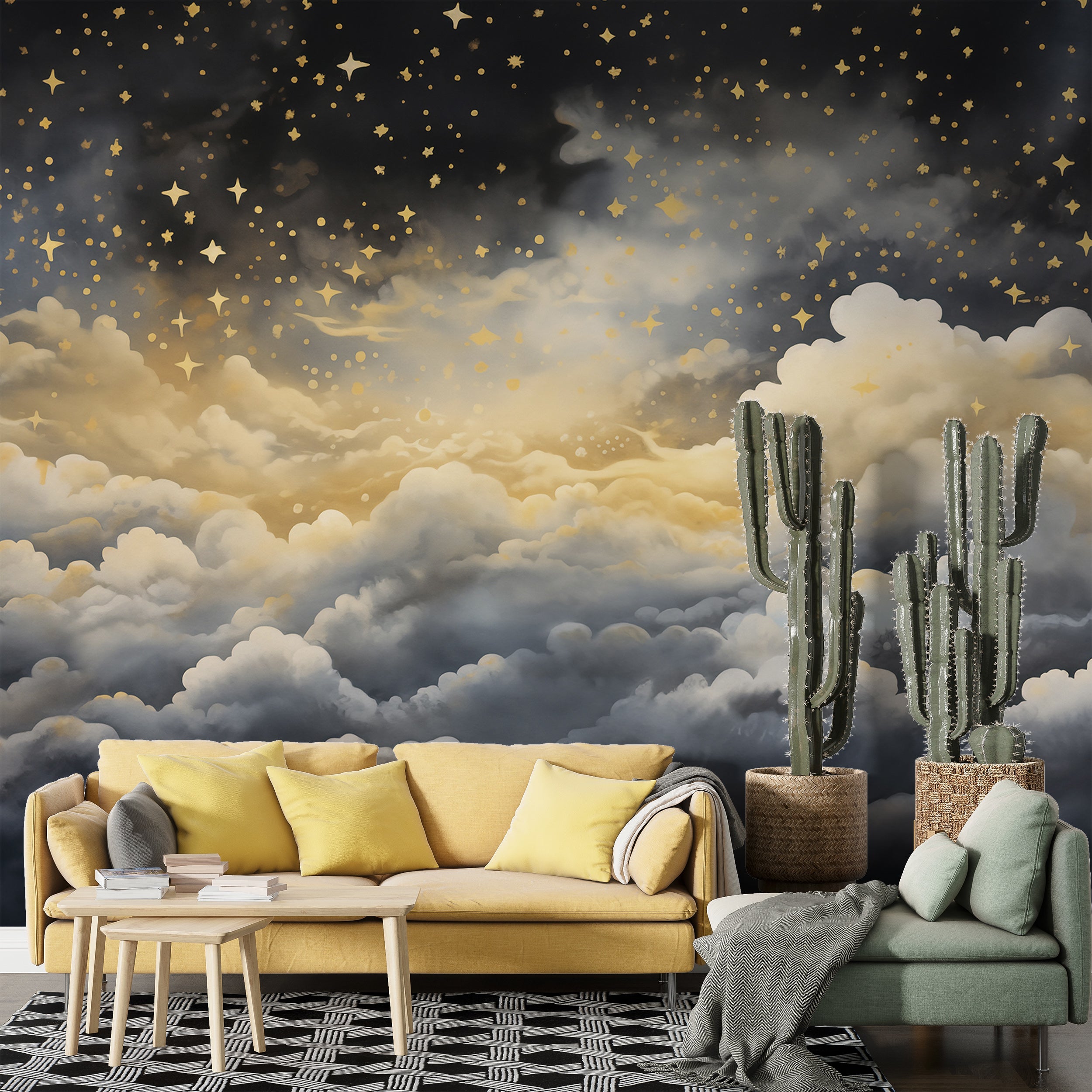 Gold Stars Nursery Mural Decor