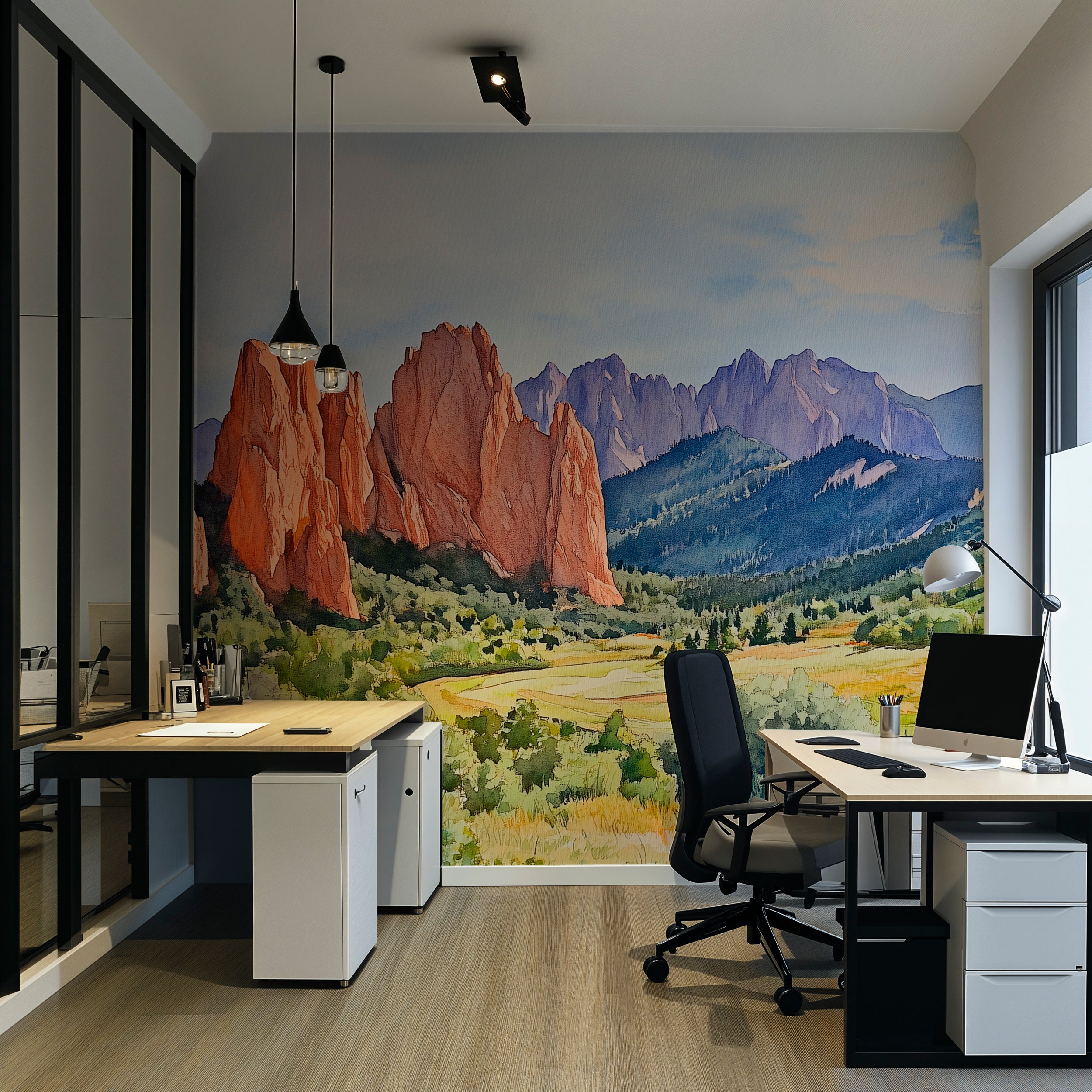 Garden of Gods Wall Mural, Peel and Stick Colorado Mountains Valley Wallpaper, Removable Scenic Wallpaper