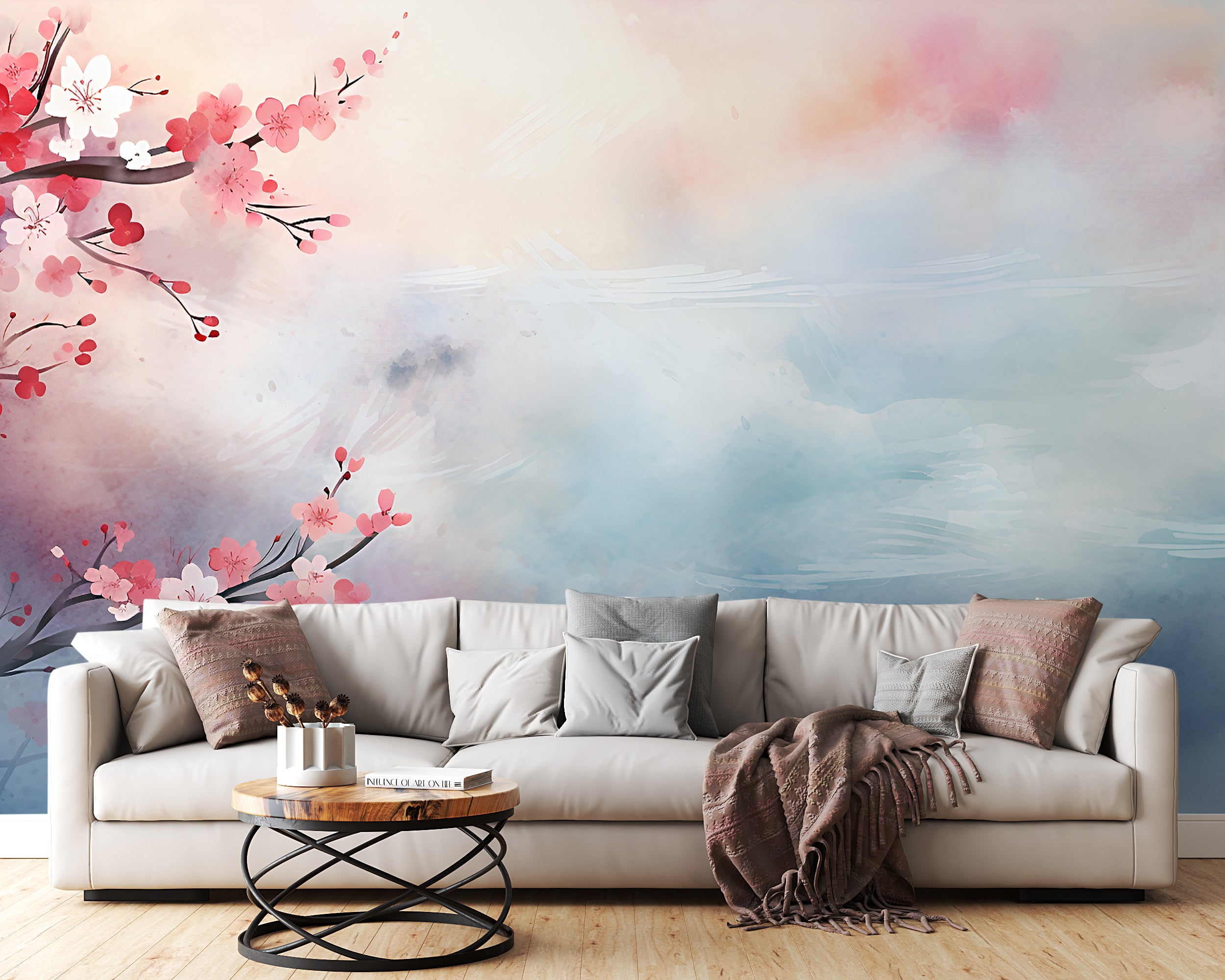Pink Plants Peel And Stick Wallpaper