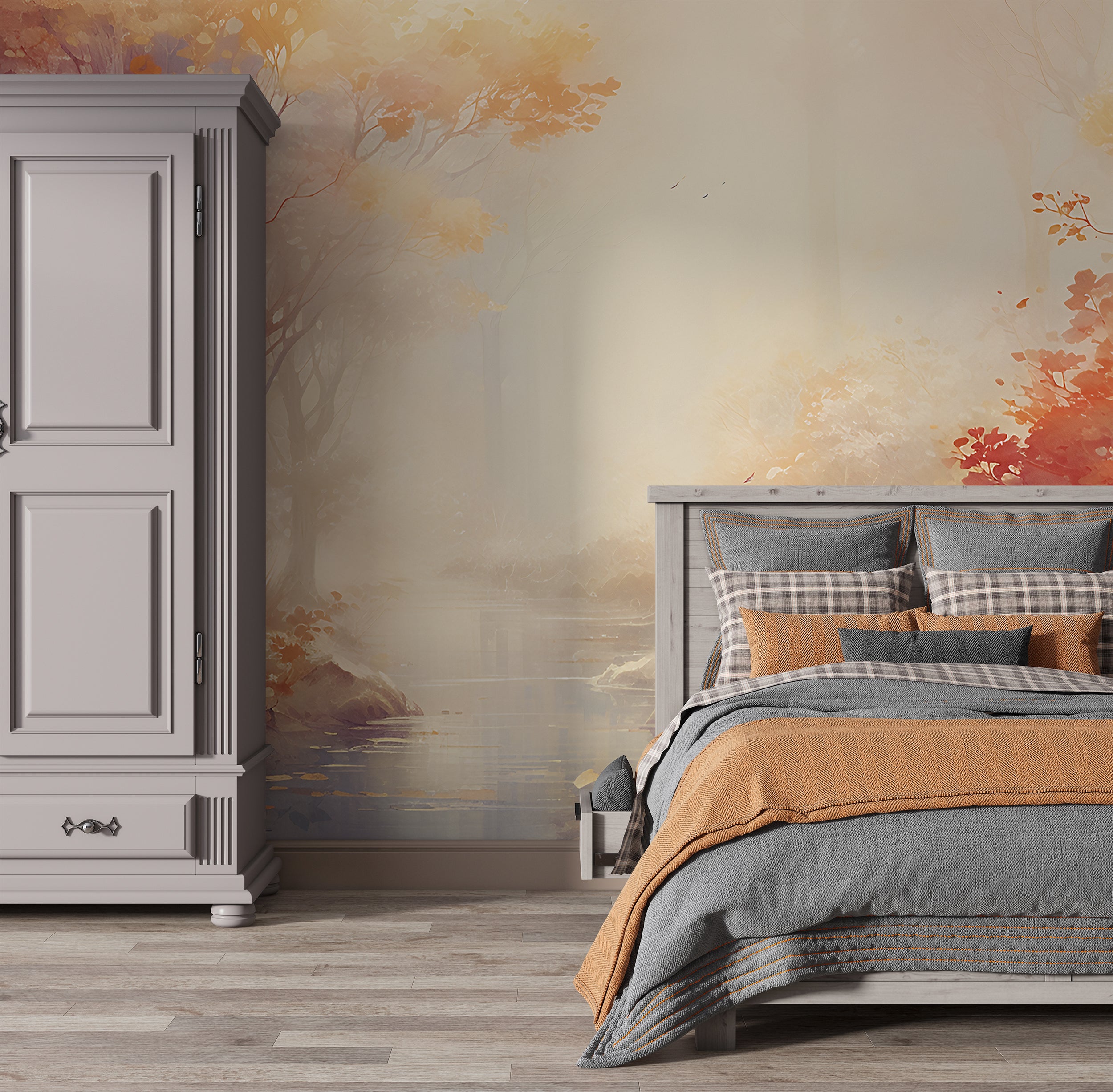 Tranquil Forest Watercolor Mural