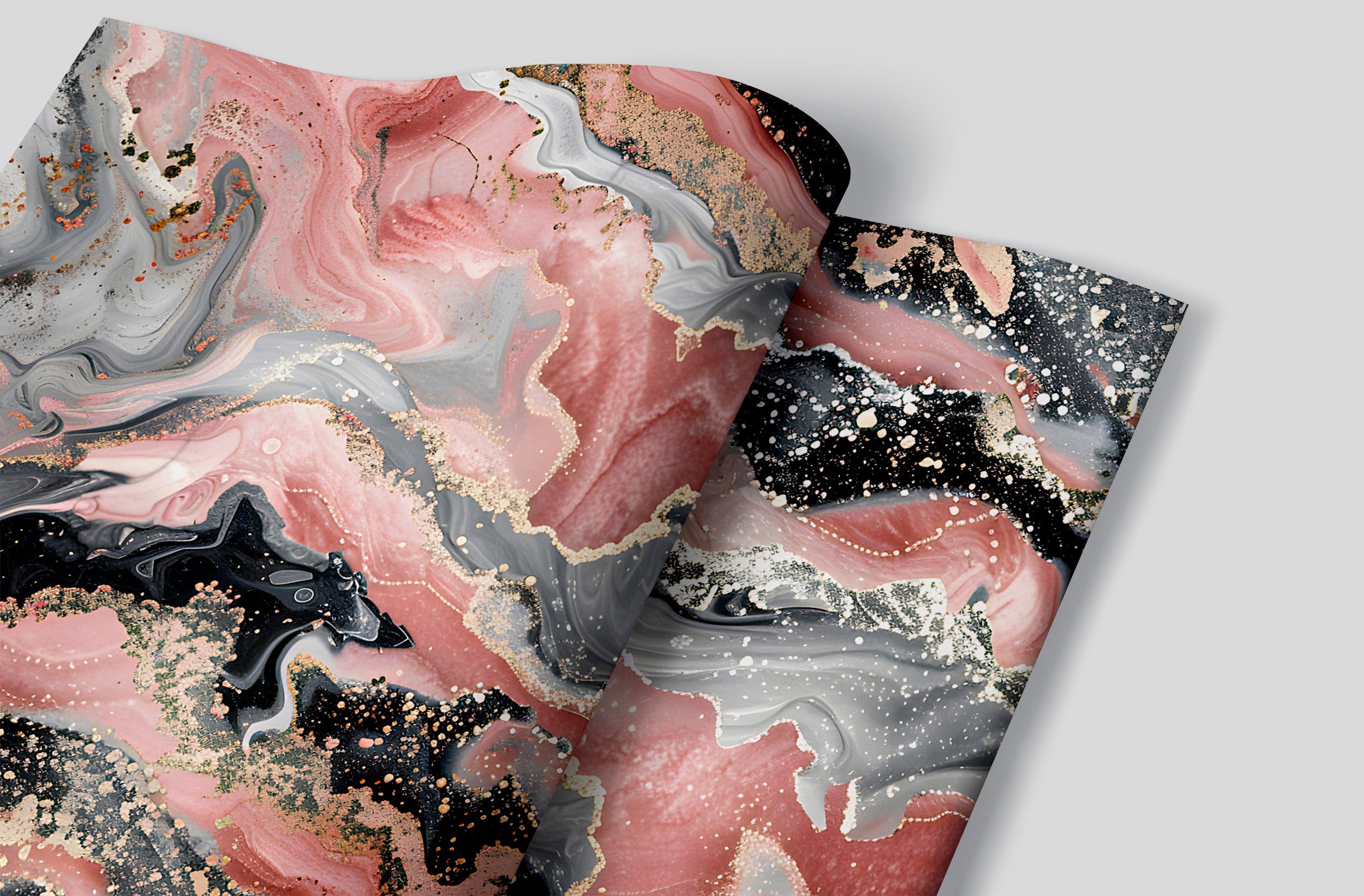 Pink Black Grey and Gold Alcohol Ink Mural, Peel and Stick Marble Texture Wallpaper, Removable Modern Wall Art, Abstract Unique Decor