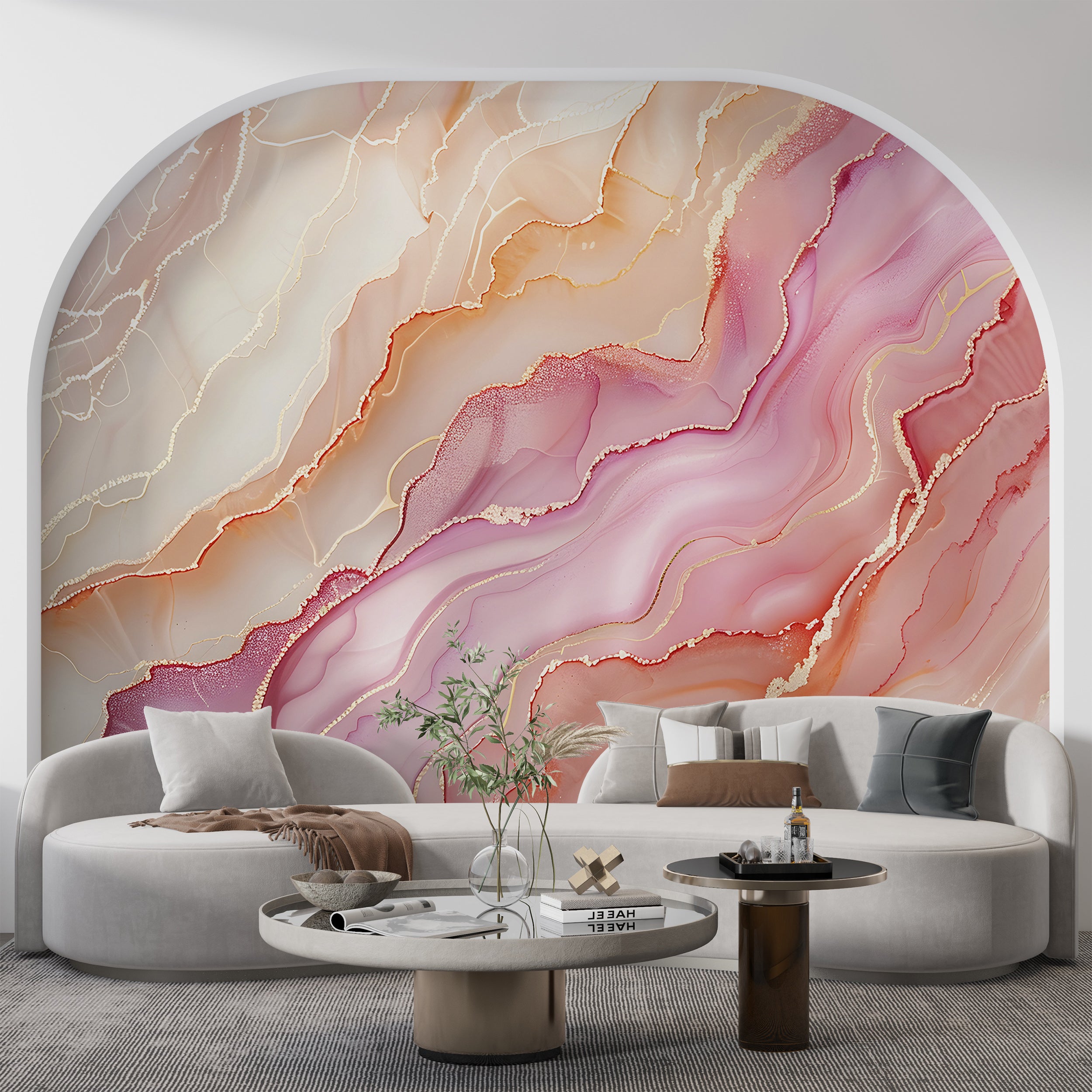 Marble Texture in Soft Pastel Colors Wallpaper, Peel and Stick Colorful Alcohol Ink Wall Mural, Removable Accent Wall Marble Decal