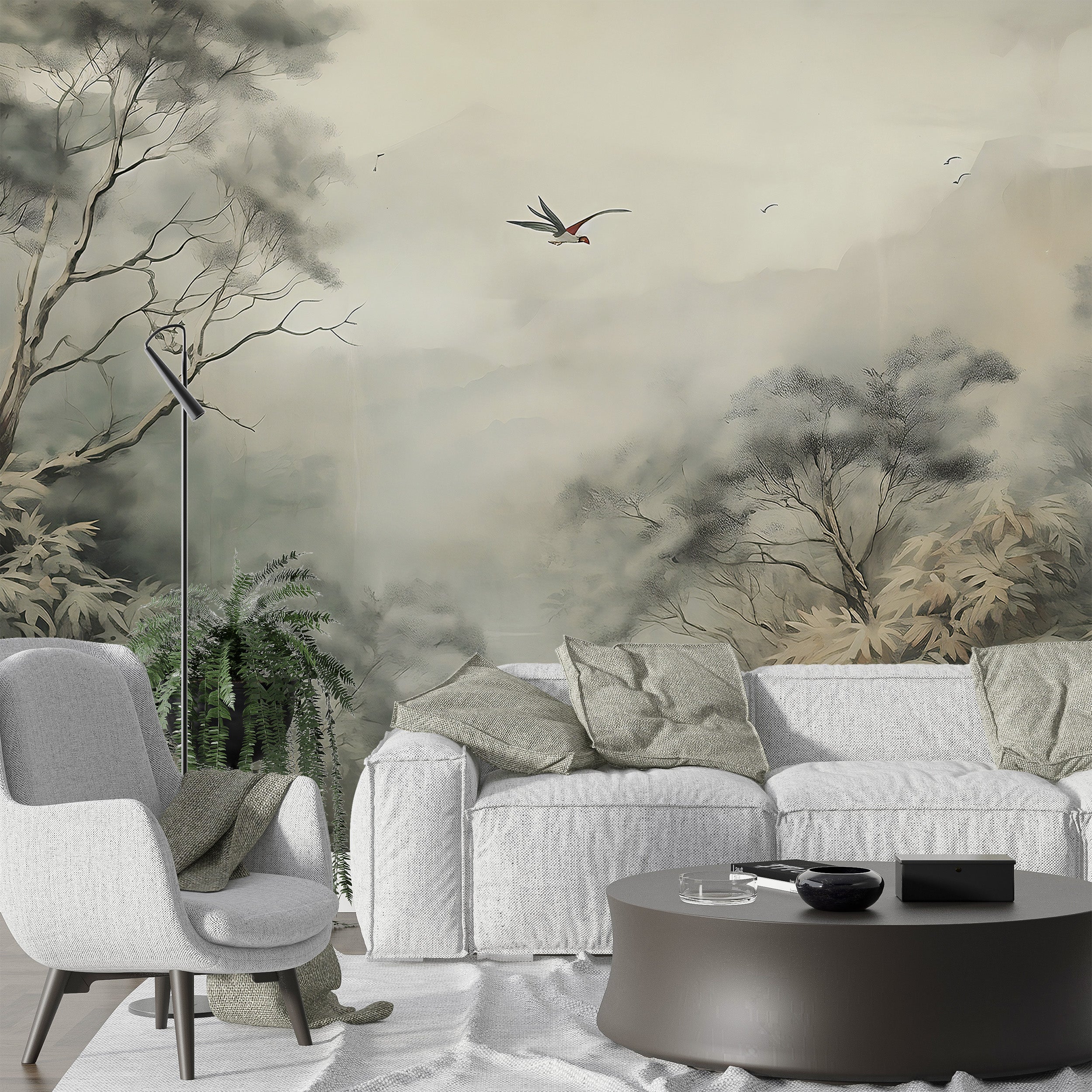 Peel and Stick Monochrome Forest Wall Decal