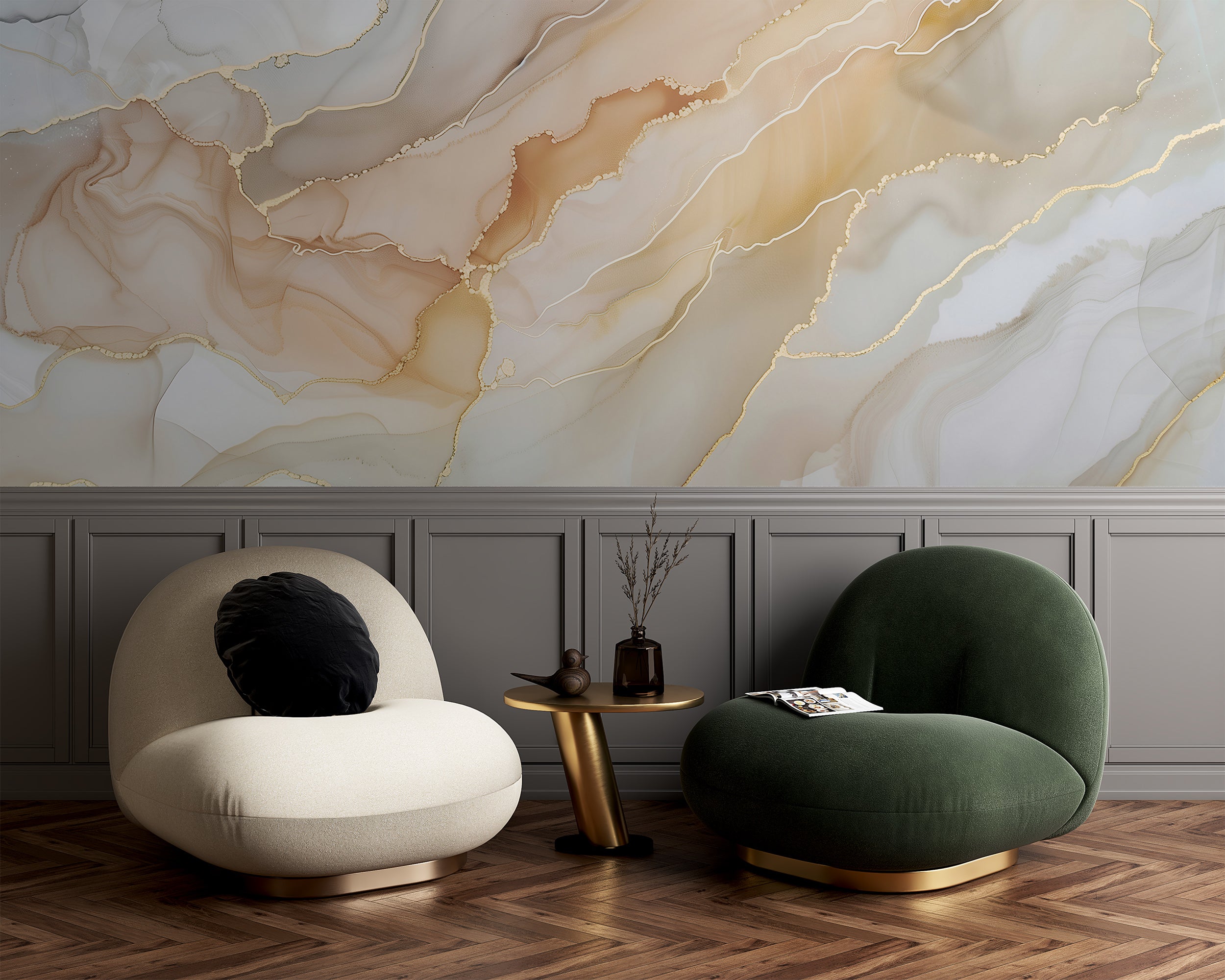 Beige and Grey Alcohol Ink Wall Mural, Peel and Stick Abstract Accent Wall Mural, Removable Unique Custom Size Silk Texture Design Wallpaper