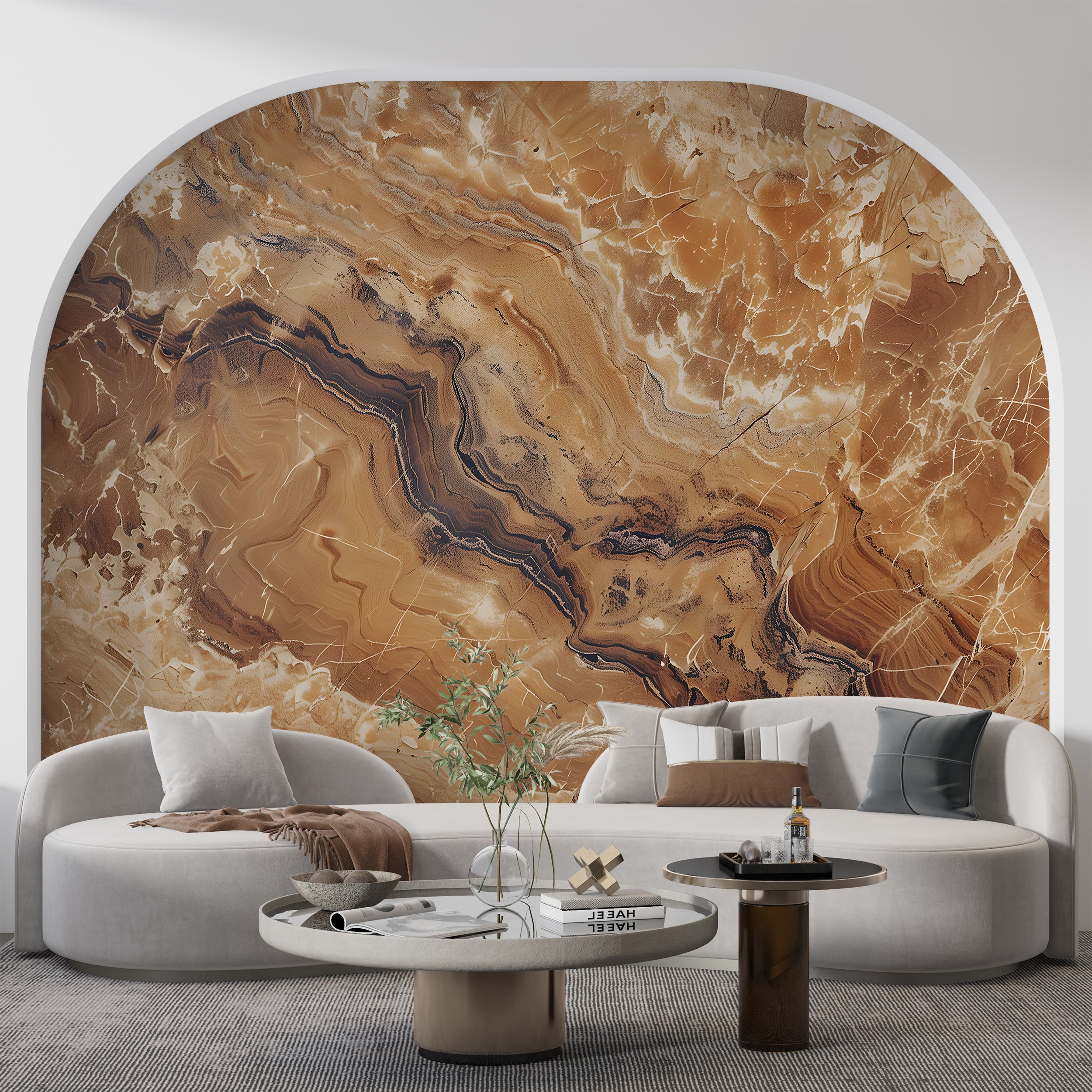 Brown Marble Texture Wall Mural, Peel and Stick Marble Wallpaper, Removable Brown Stone Mural, Unique Modern Art Wallpaper, Abstract Decor