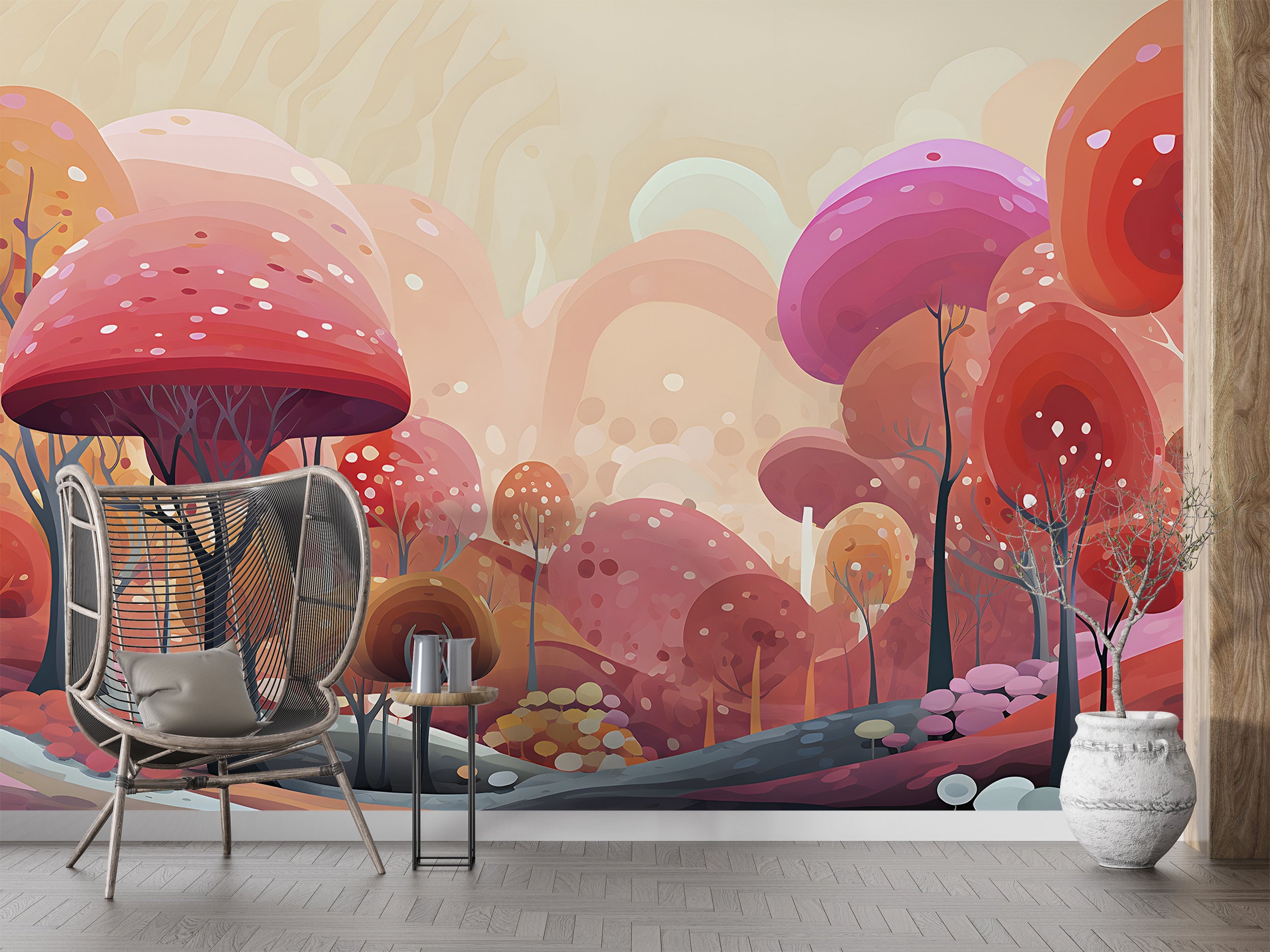 Charming Abstract Forest Wall Art