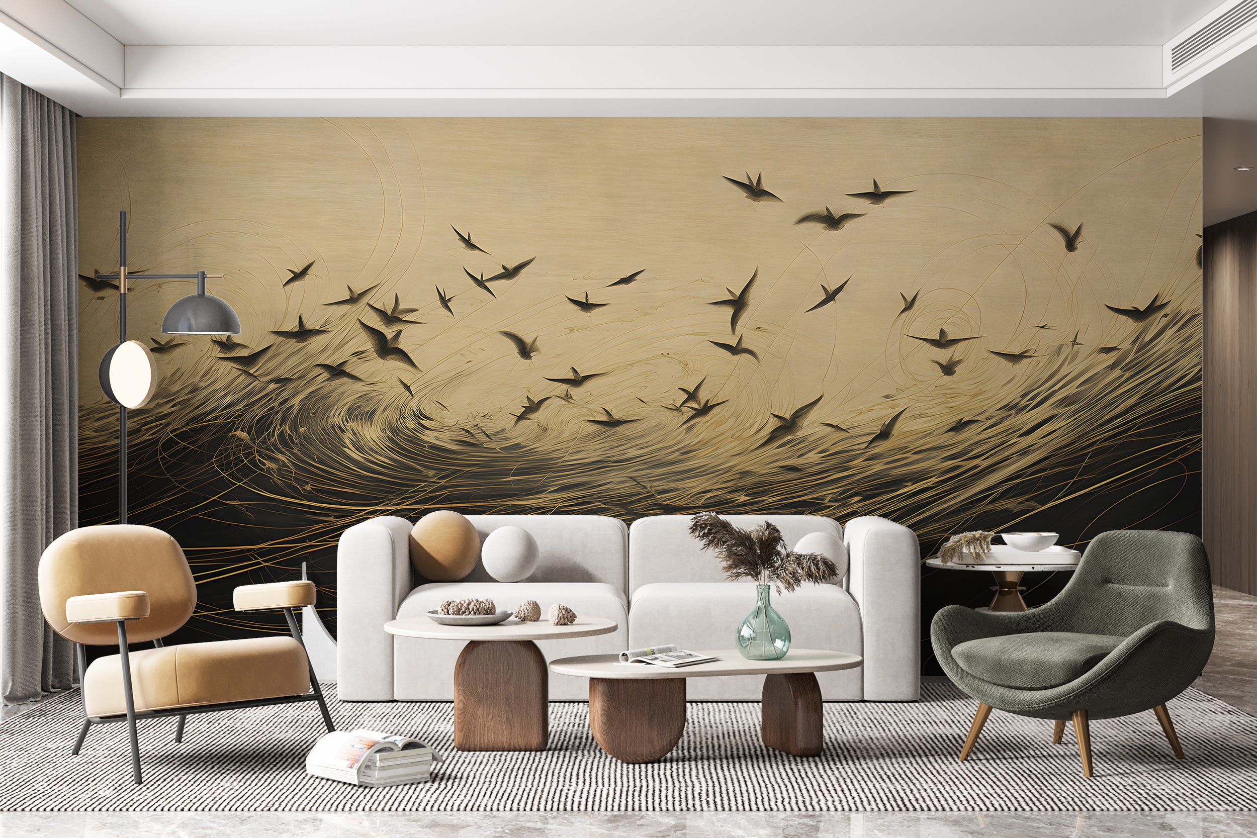 Easy Installation Golden Lines Wallpaper