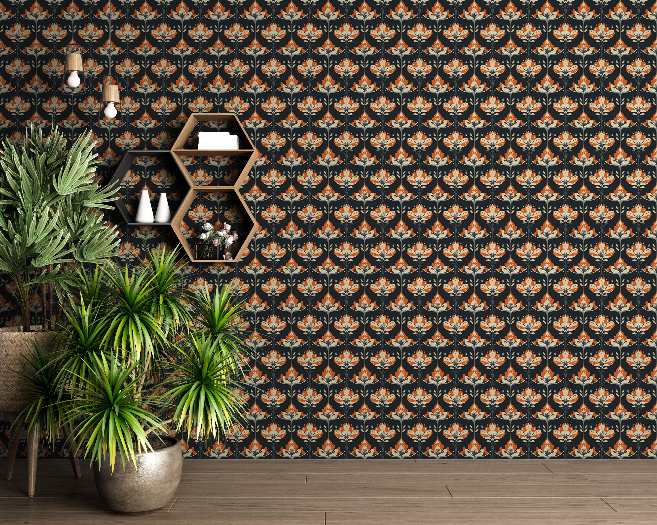 playful floral pattern mural
peel and stick folk wallpaper