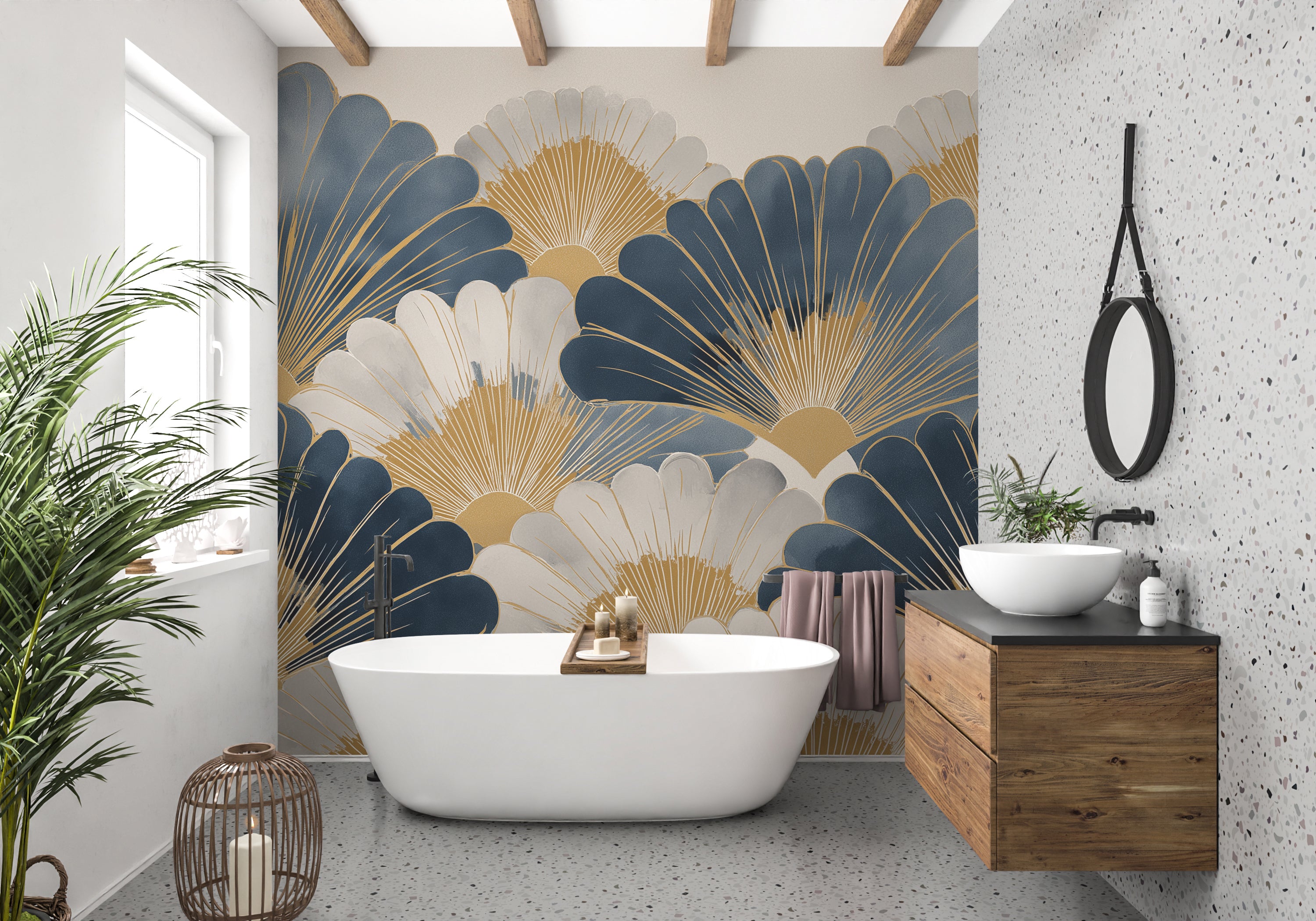 symmetric deco wall motif
vintage glam wallpaper