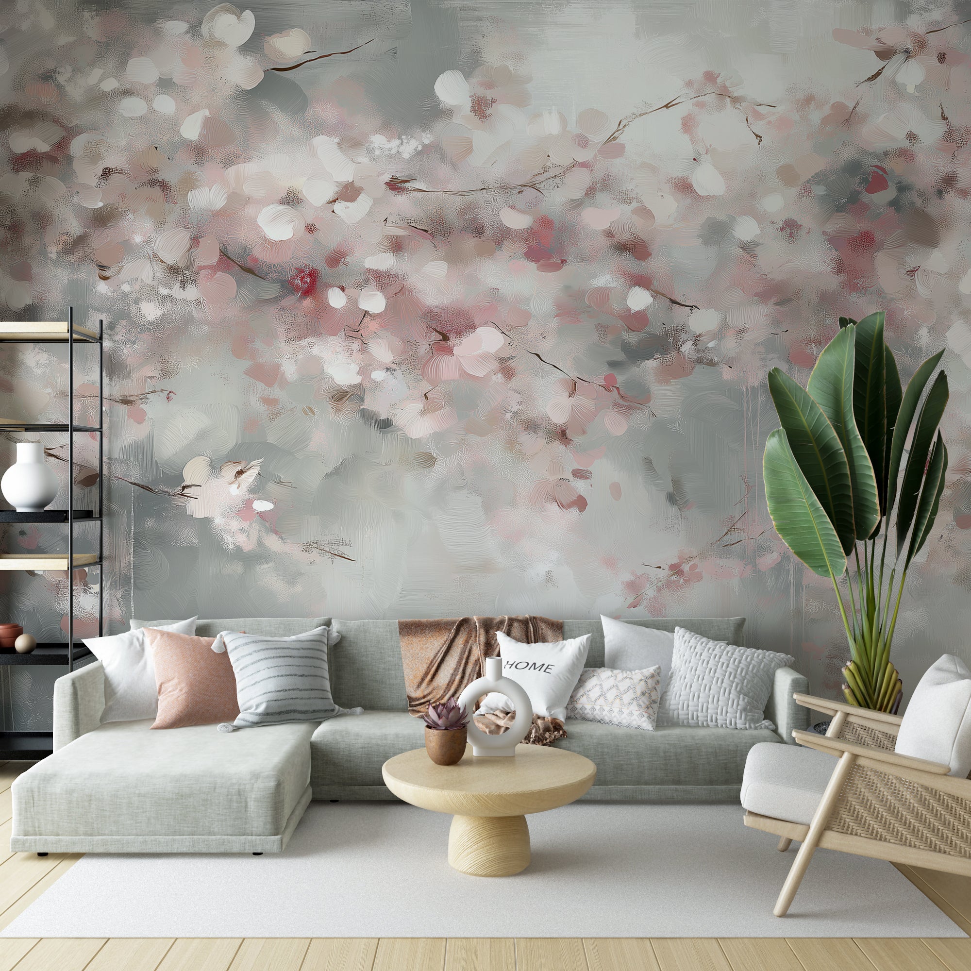 Eco-friendly cherry blossom wall mural in custom sizes