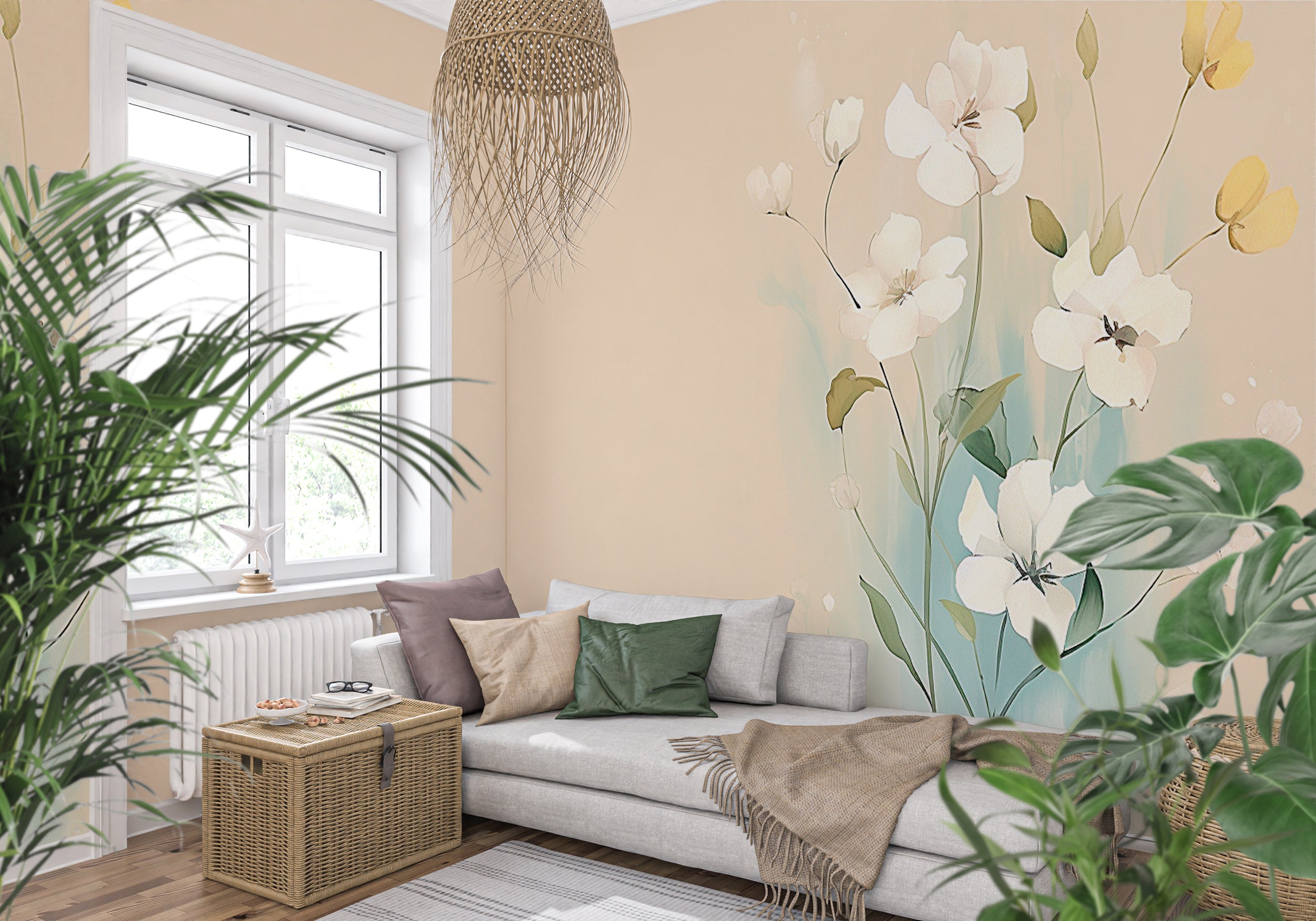 Sleek White Flower Wallpaper