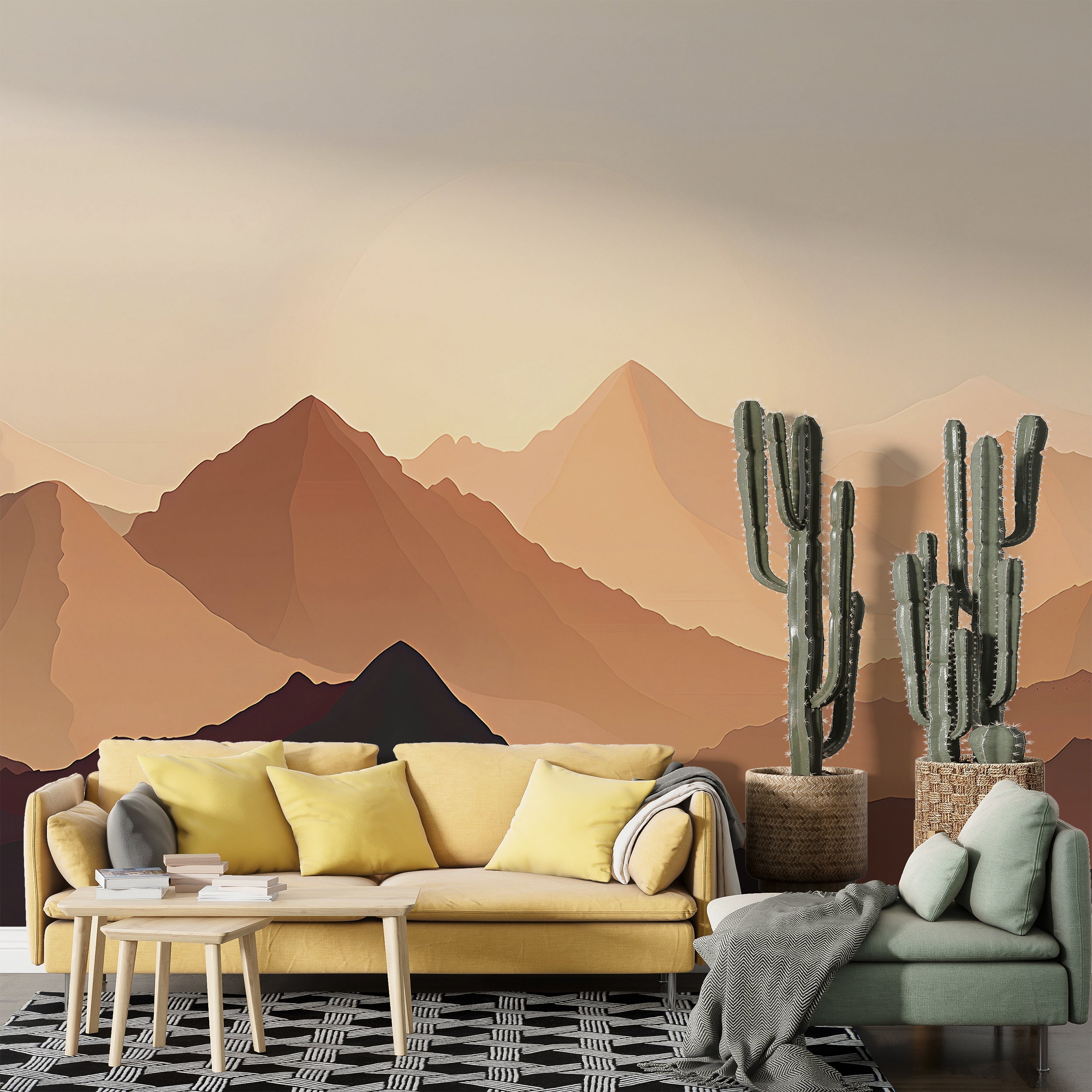 Sand Dunes Wallpaper, Peel and Stick Desert Wall Mural, Removable Beige and Brown Mountains Landscape Art, Custom Size Wall Decor