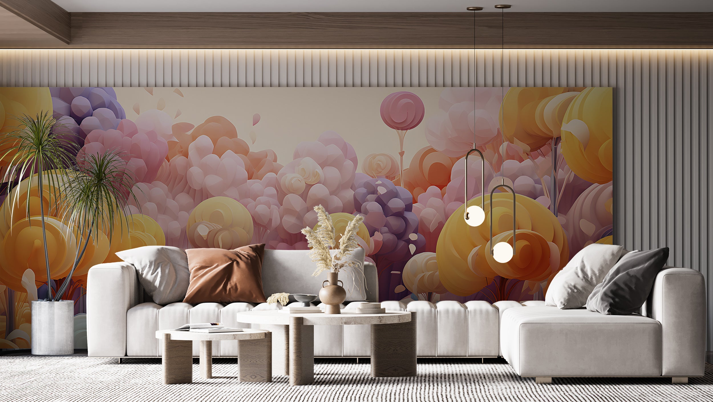 Peel and Stick Colorful Abstract Landscape Mural