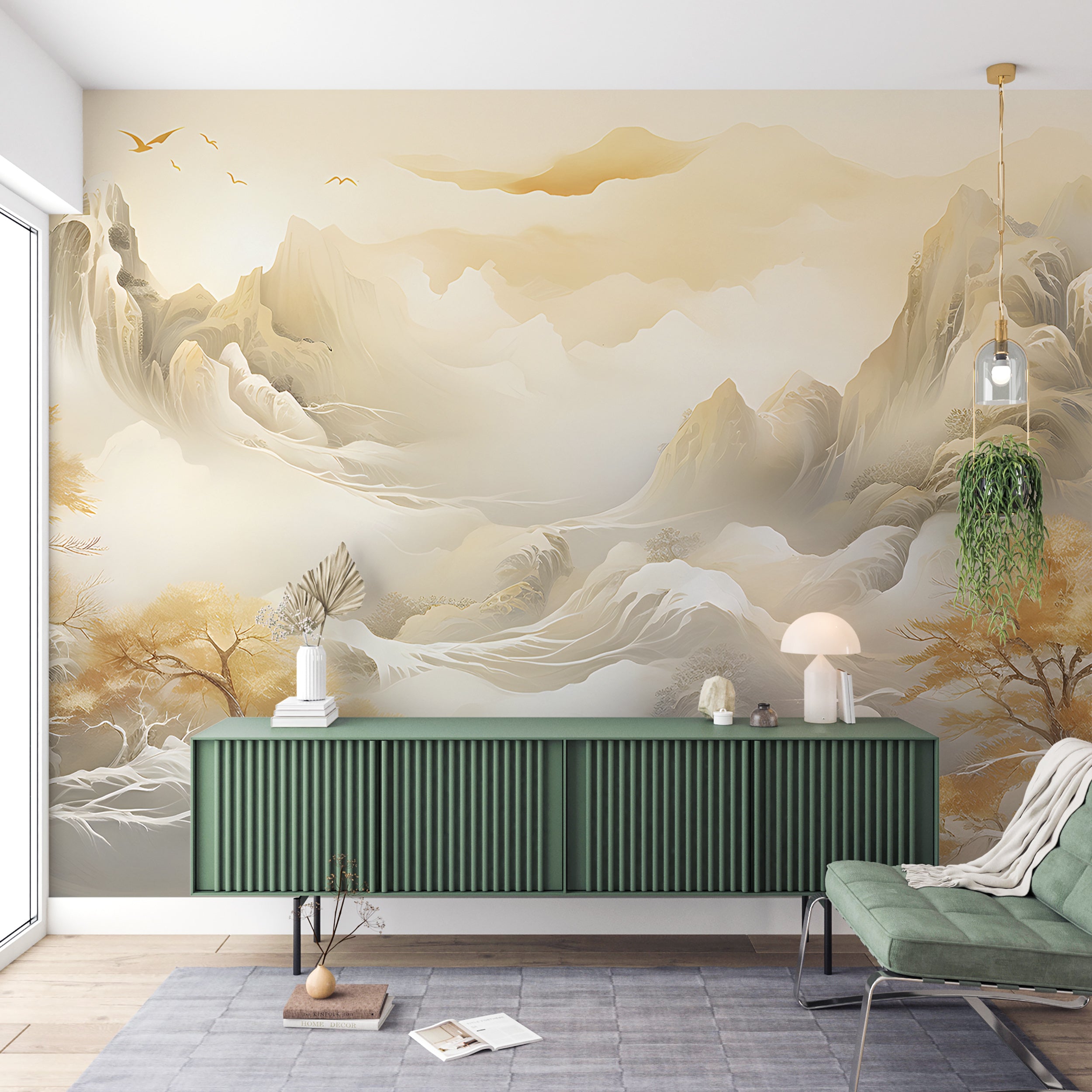Misty Mountain Landscape Wall Decal