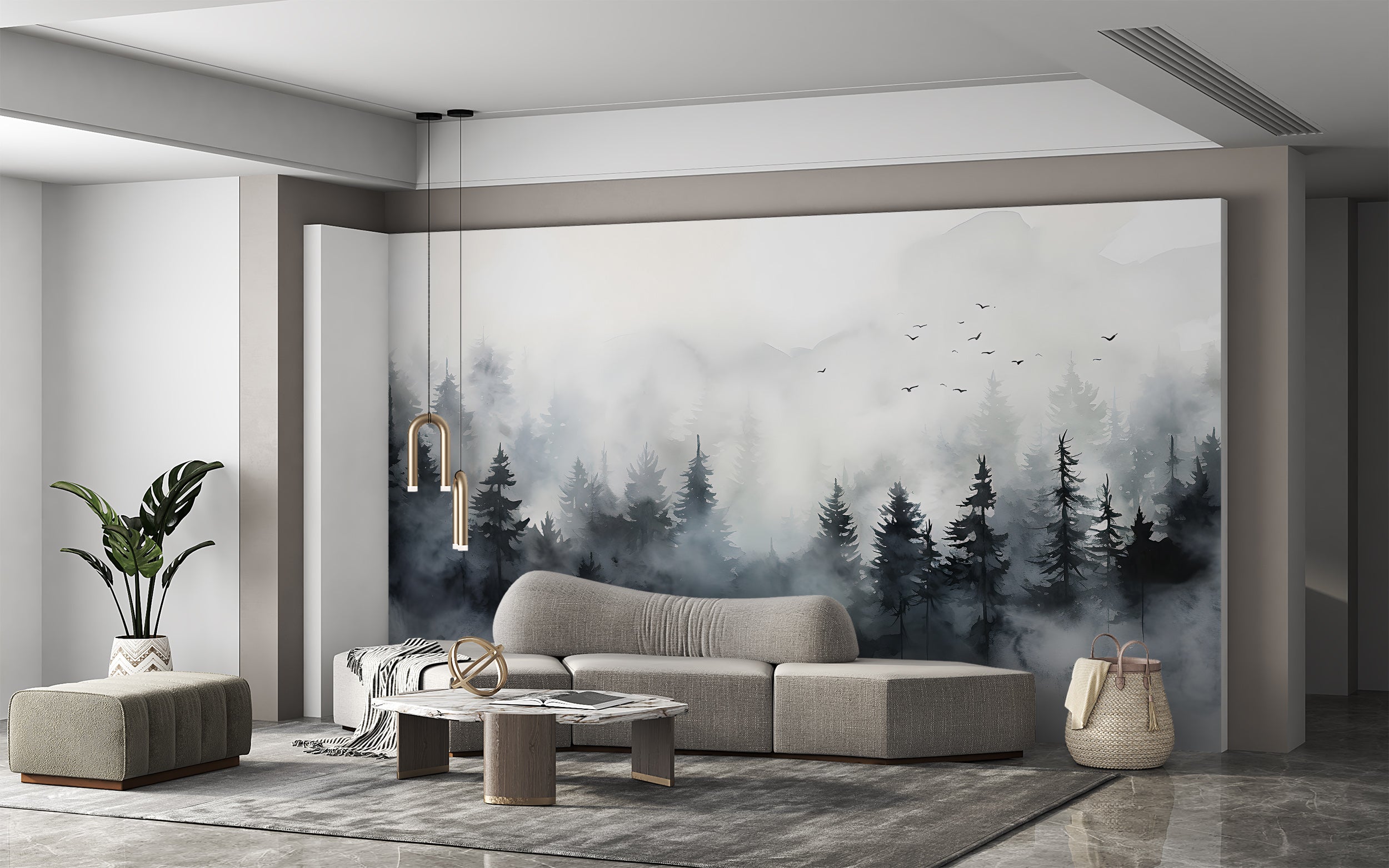 Dark Forest Watercolor Wallpaper