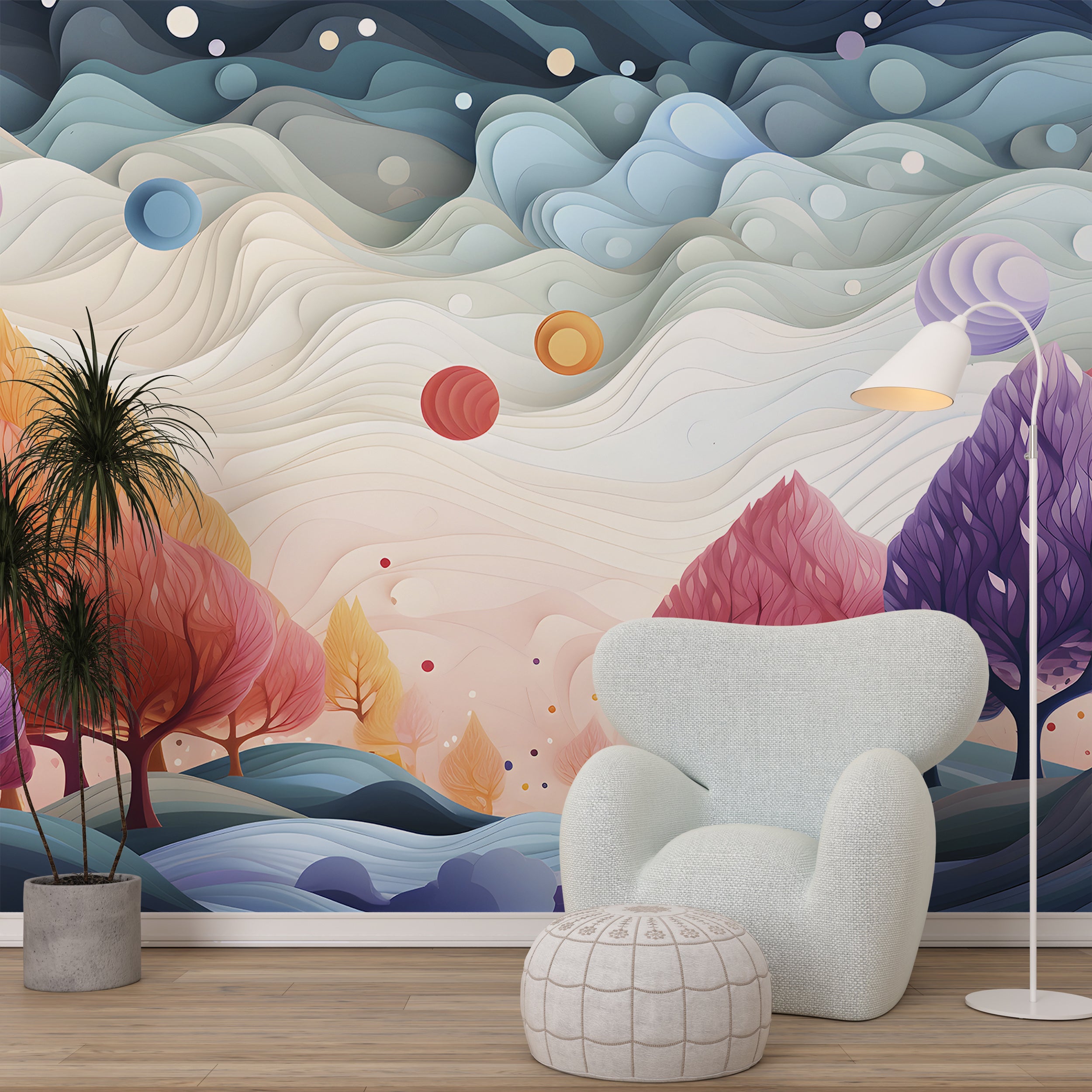 Peel and Stick Abstract Forest Illustration