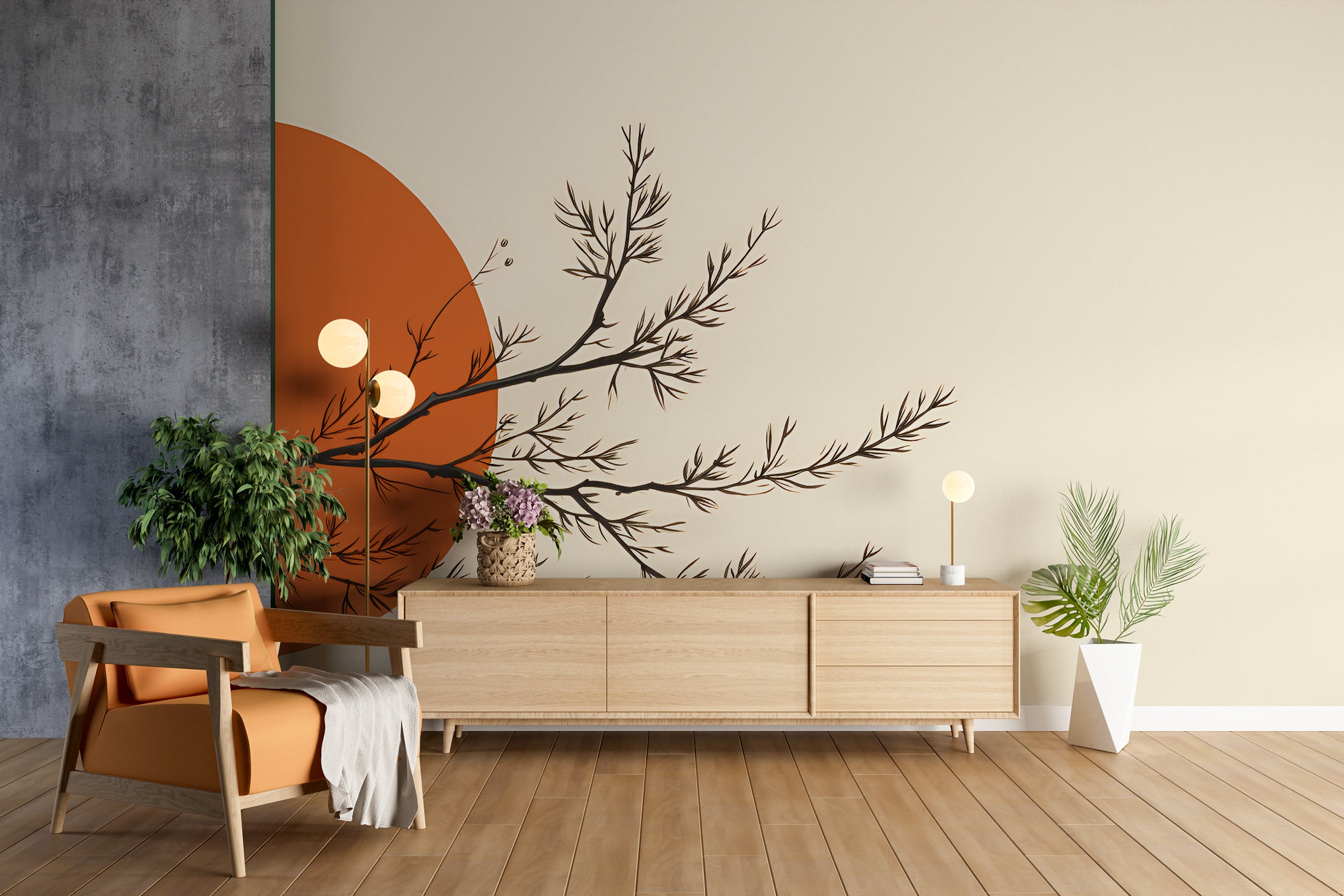 Orange and Beige Minimalism Wallpaper