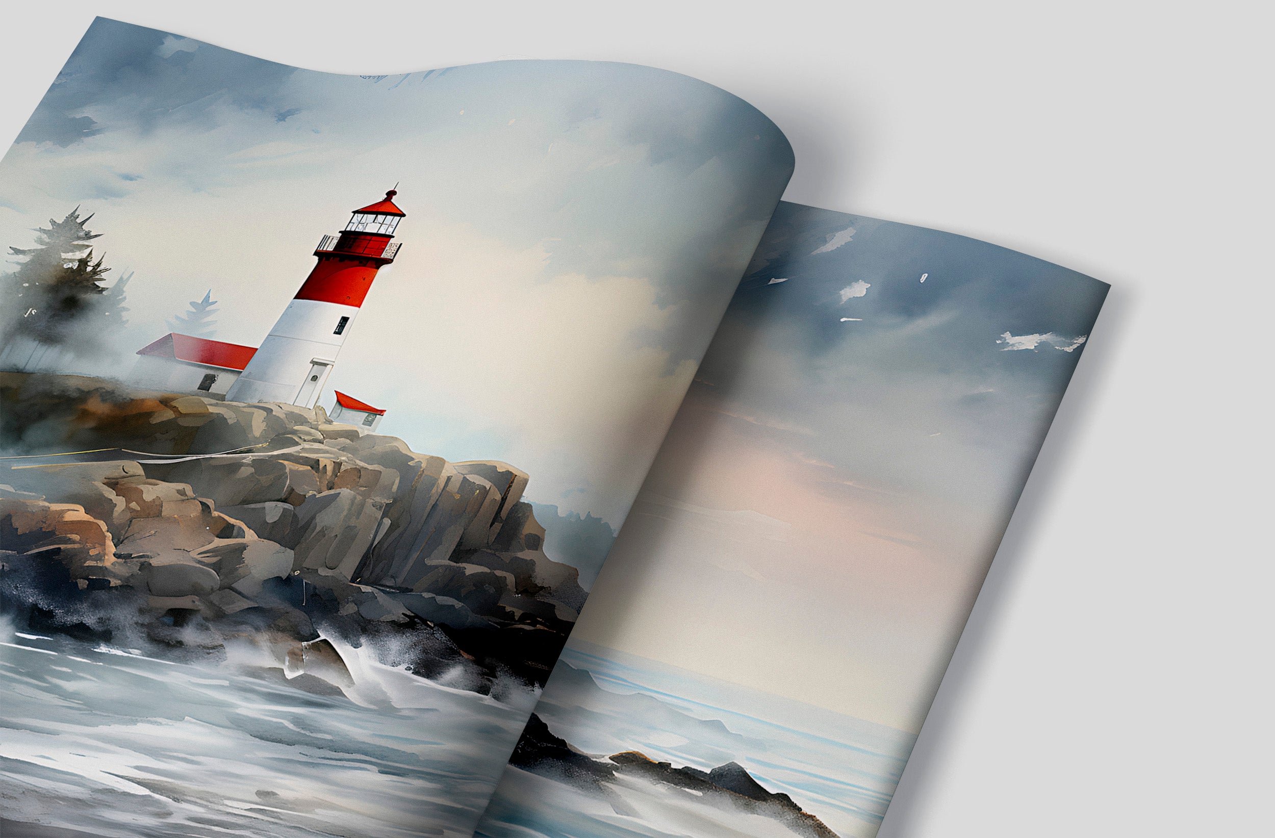Artistic Watercolor Lighthouse in Room Setting