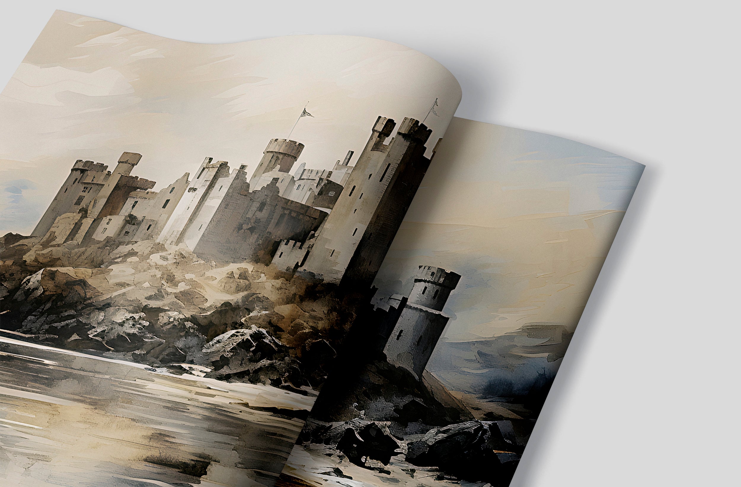 Grey and Beige Landscape Wall Art