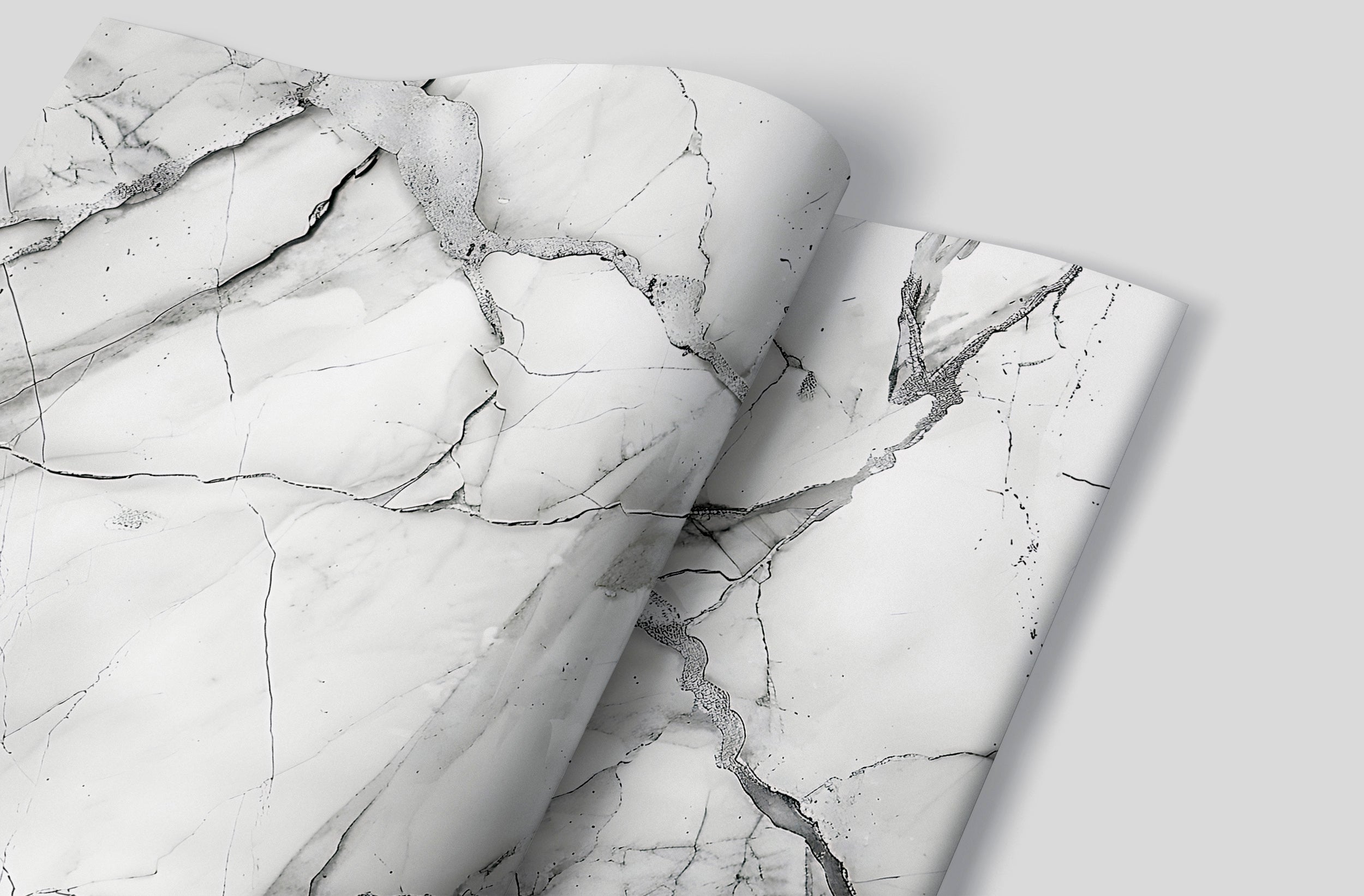 White and Grey Marble Wallpaper, Self-adhesive Natural Marble Wall Mural, Removable Modern Stone Texture Wall Decal, Luxury Decor