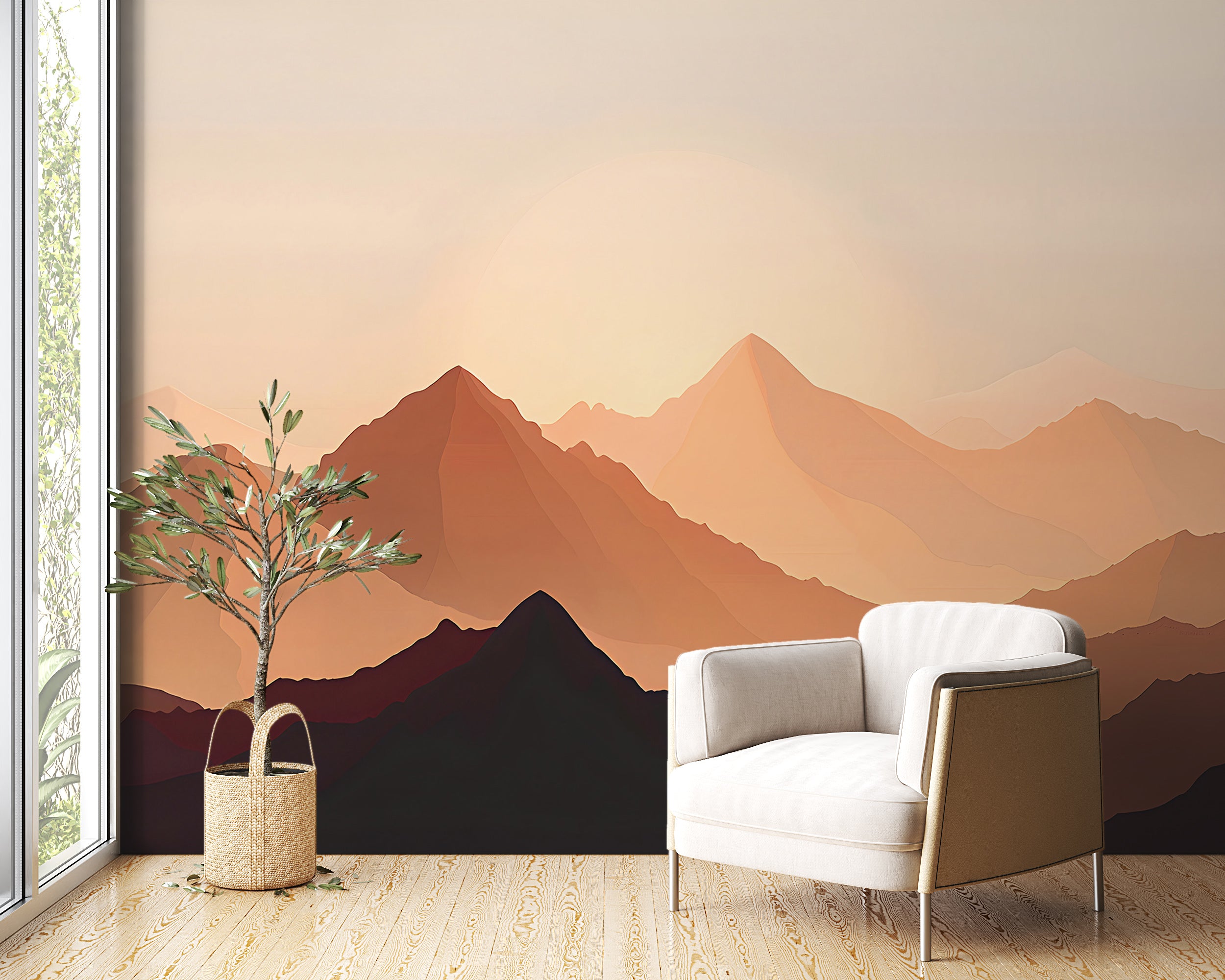Sand Dunes Wallpaper, Peel and Stick Desert Wall Mural, Removable Beige and Brown Mountains Landscape Art, Custom Size Wall Decor
