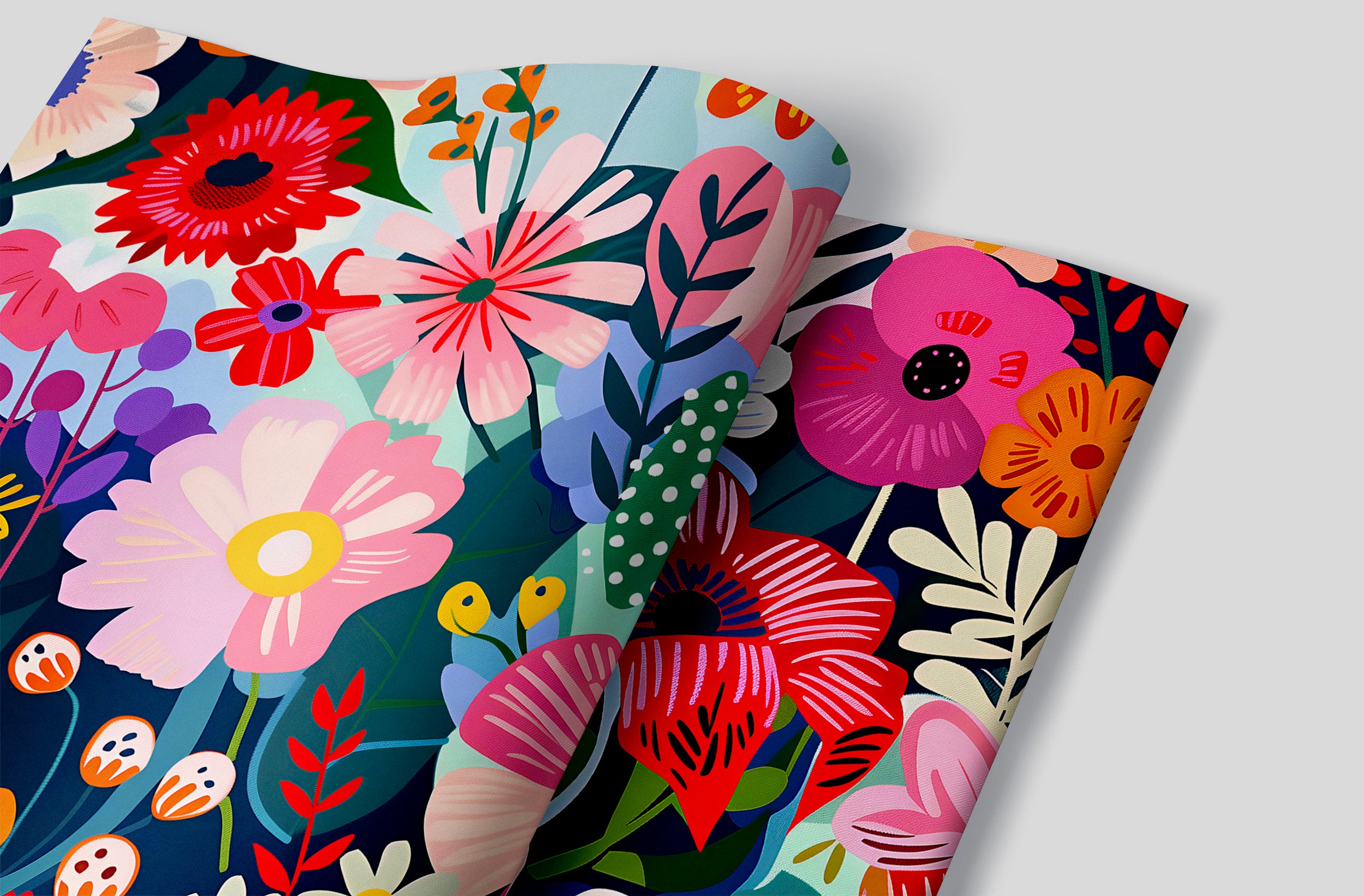 Colorful Abstract Flowers Wallpaper, Peel and Stick Modern Floral Mural, Large Wild Flowers Wall Decor, Removable Meadow Flowers Art
