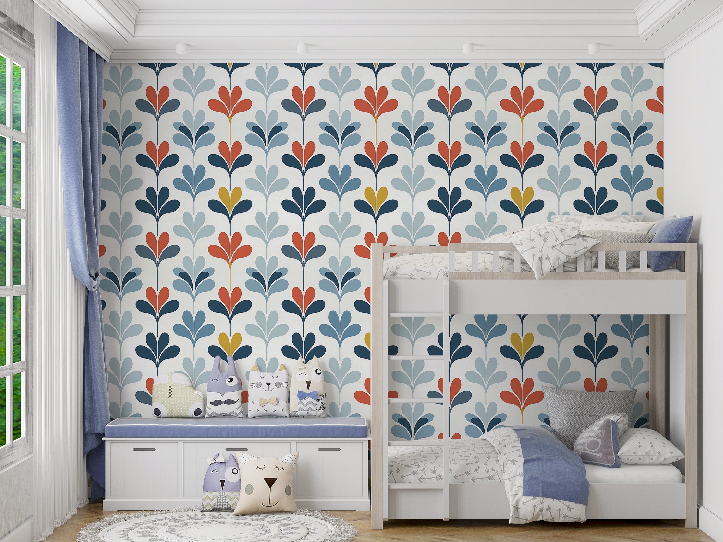 Botanical Elegance in White and Blue Hues