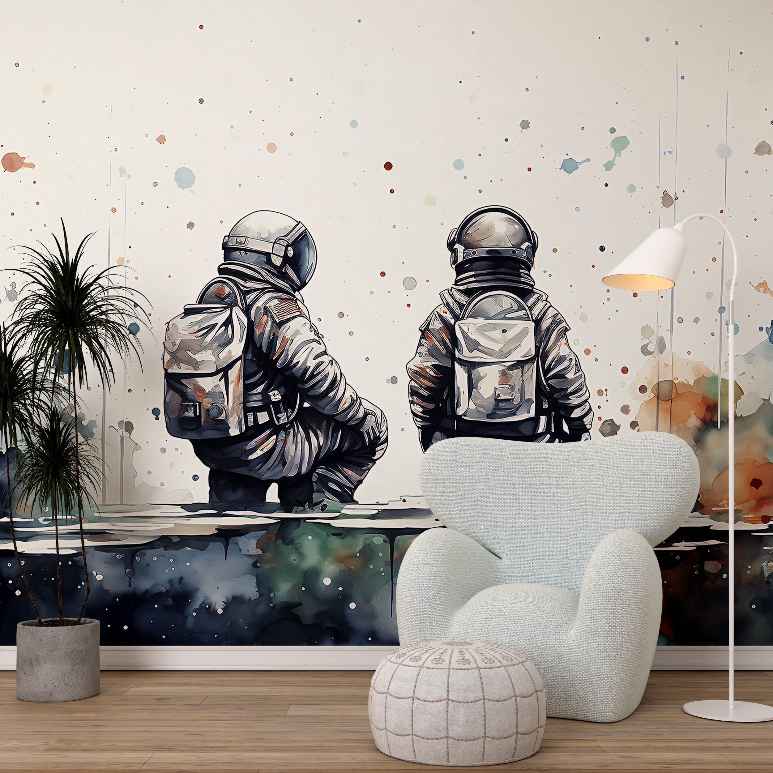 Astronaut Wall Decal Detail in Kids' Room