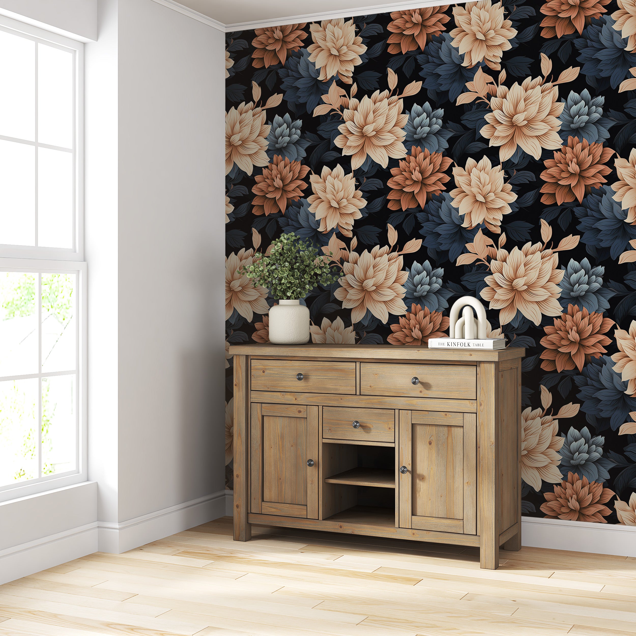 Redefine Space with Sophisticated Black Florals