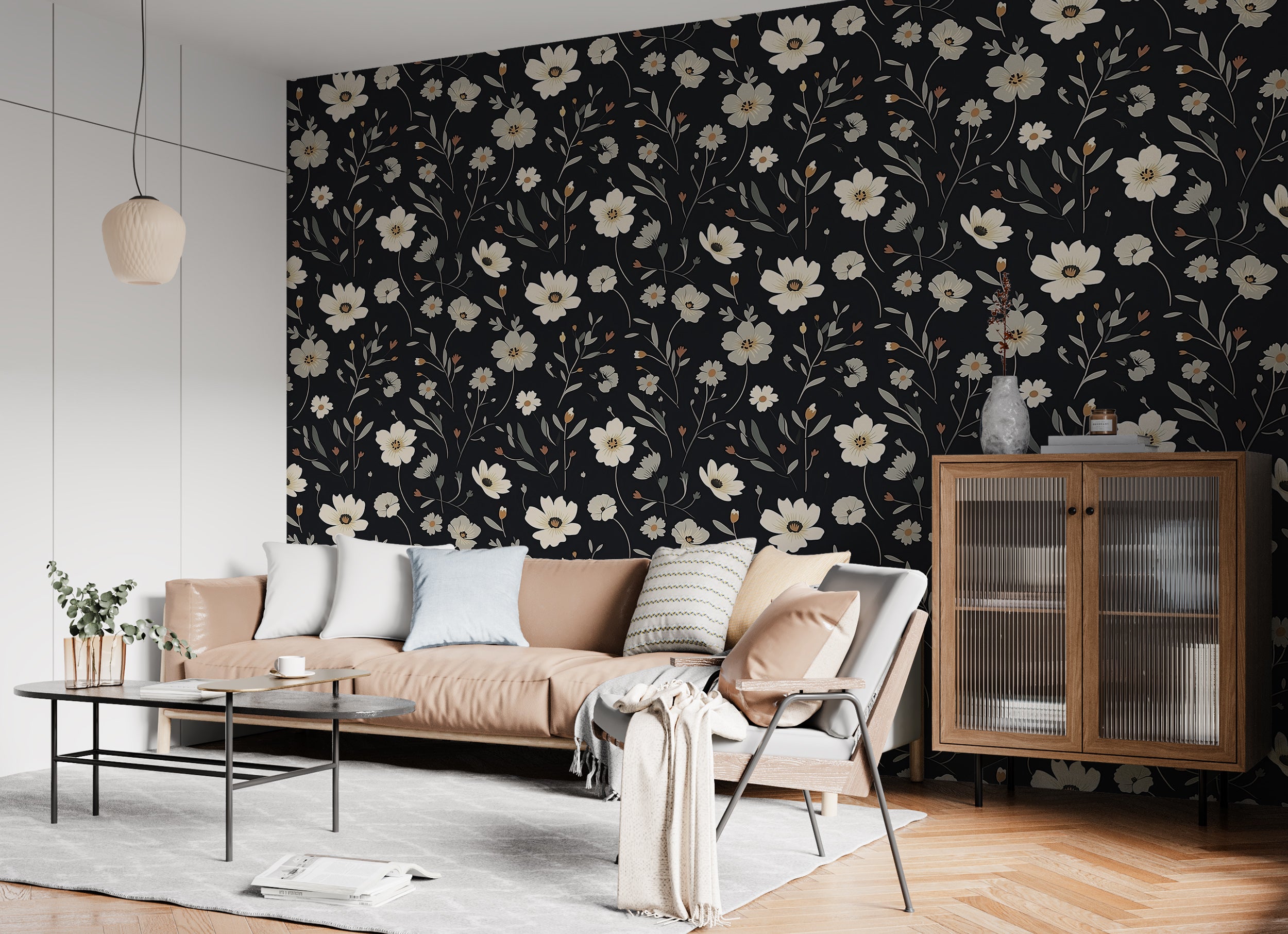 Peel and Stick Black Botanical Wall Decal