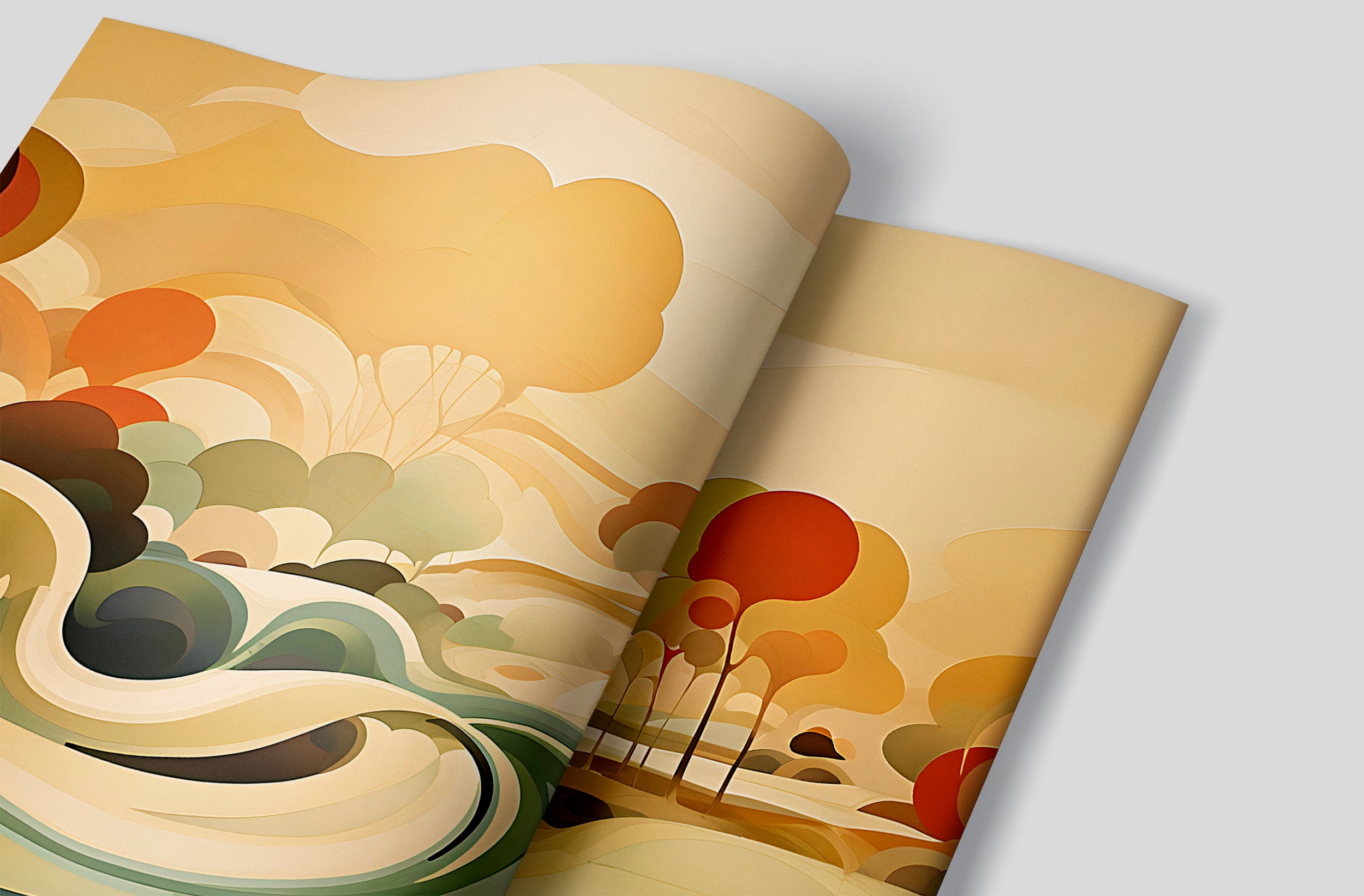 Vivid Wavy Landscape Mural